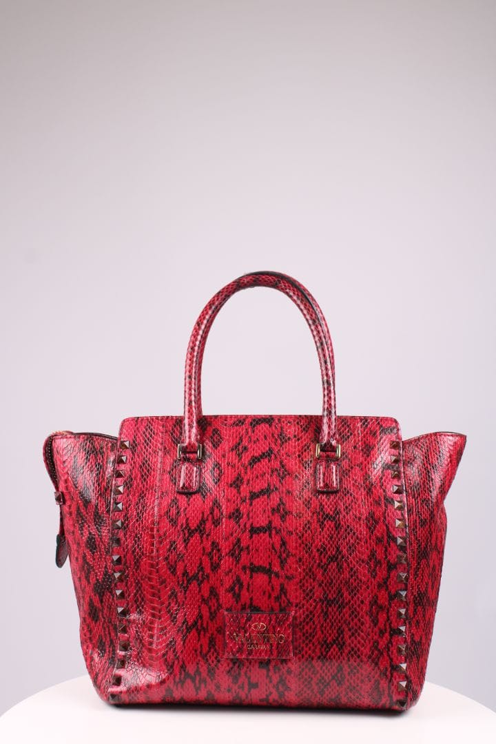 Valentino Valentino Snake skin Double Handle Bag Red