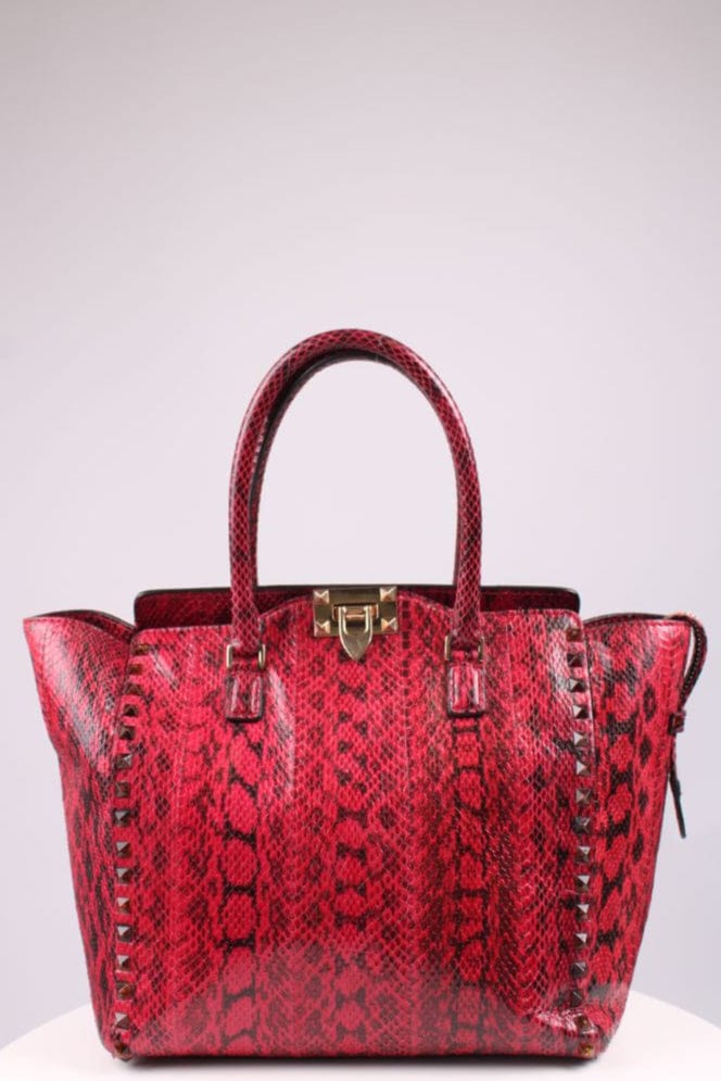 Valentino Valentino Snake skin Double Handle Bag Red