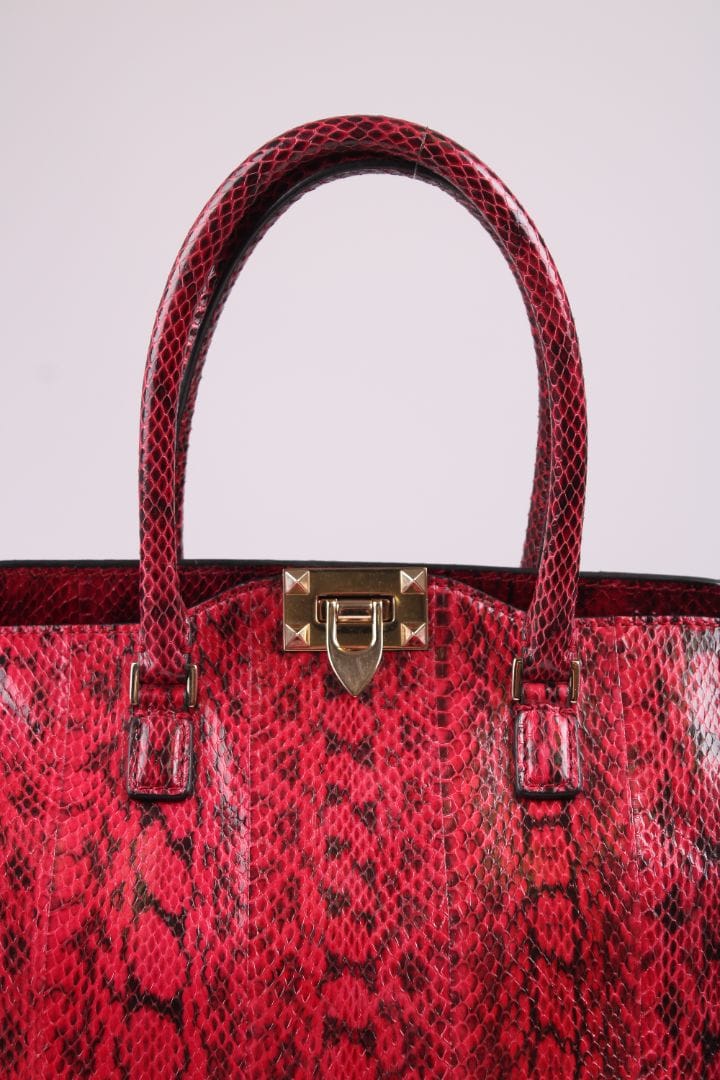 Valentino Valentino Snake skin Double Handle Bag Red
