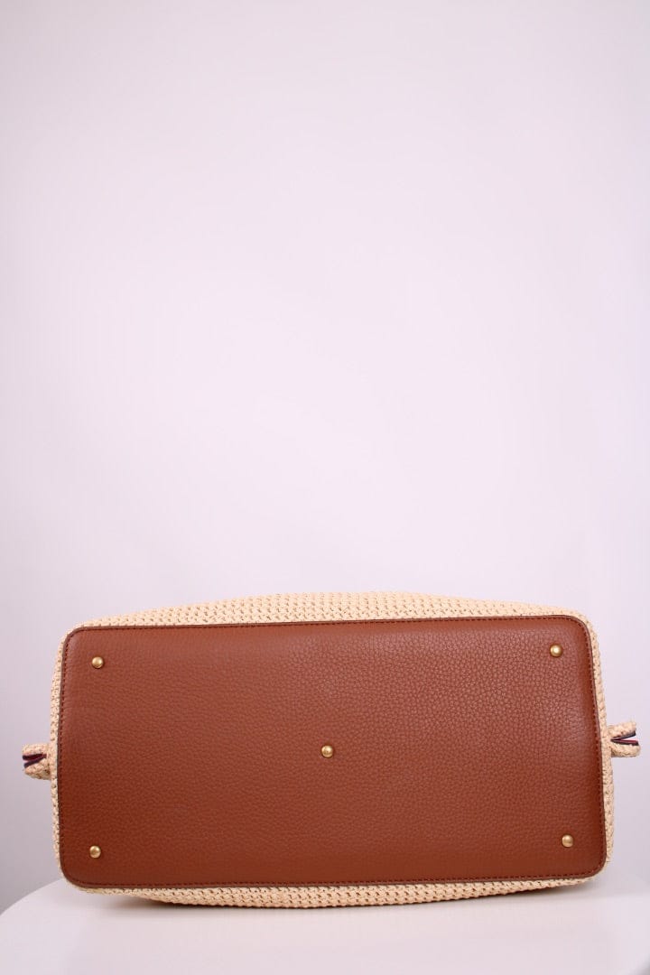 Valentino Valentino V Logo Raffia Tote Bag Straw/ Brown