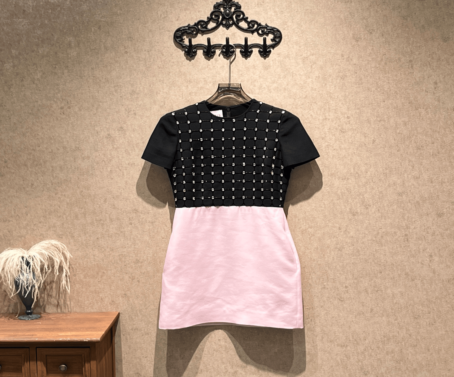 Valentino Valentino black and pink rhinestone dress / size 38 / 99% new / retail price 43,500 / 43,000 SGC43000