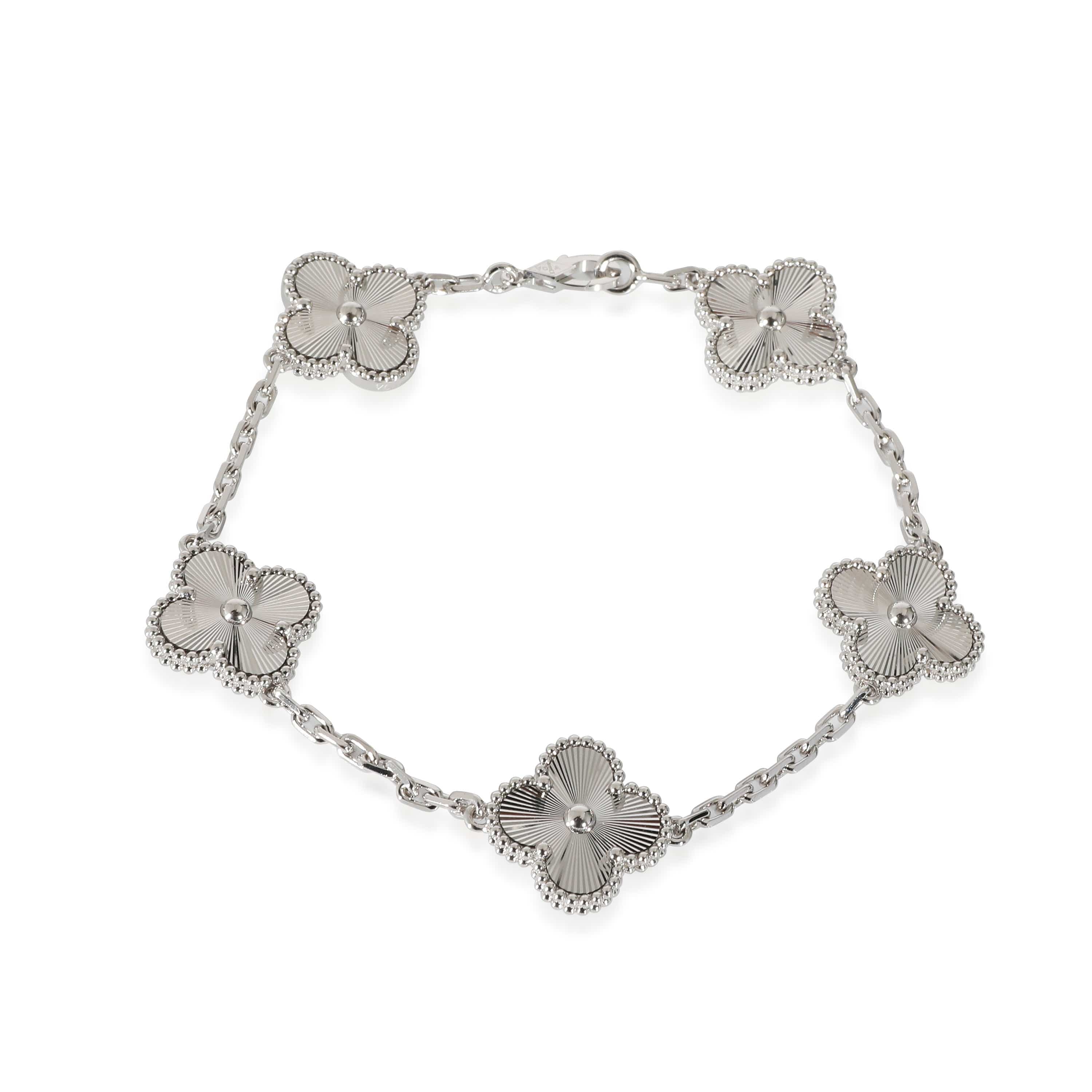 Van Cleef & Arpels Vintage Alhambra 5 Motifs Guilloche Bracelet in 18K