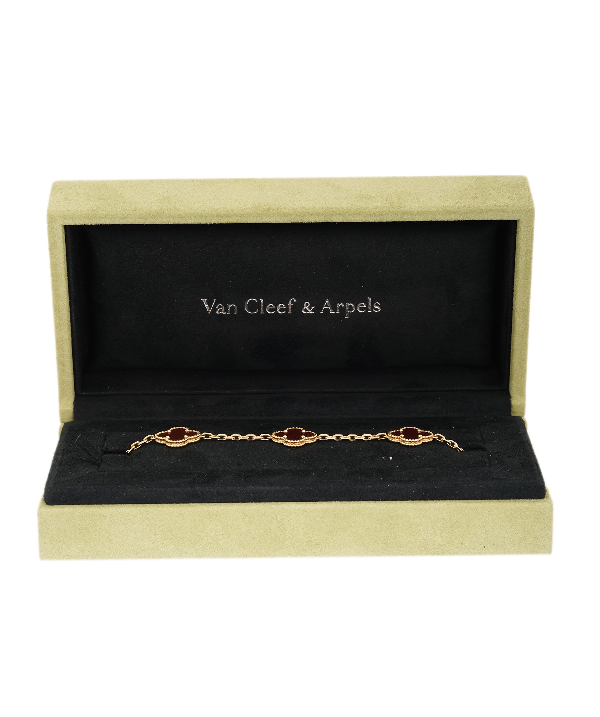 Van Cleef & Arpels Van Cleef and Arpels 18K Yellow Gold and Carnelian Vintage Alhambra bracelet, 5 motifs AKC0751