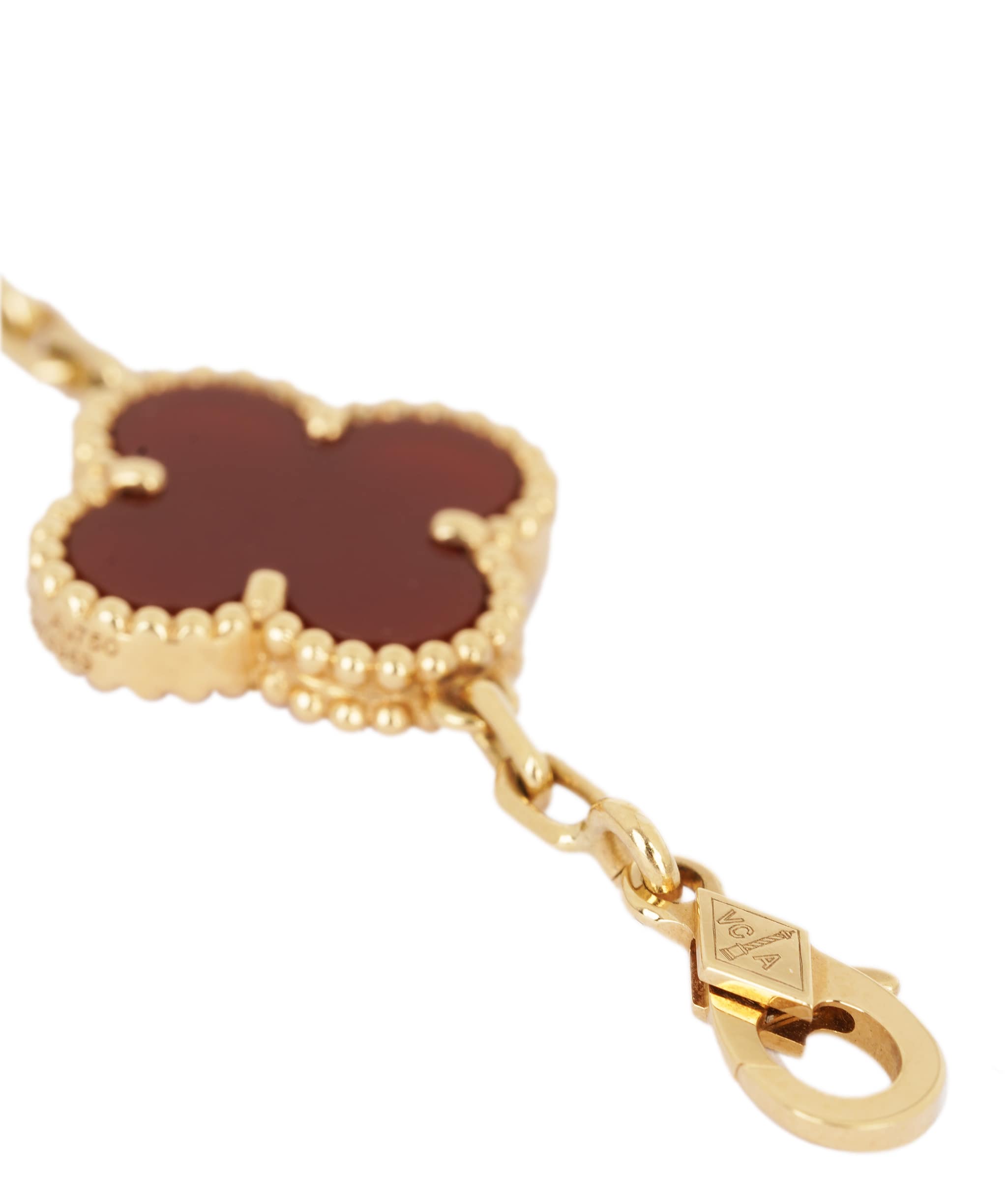 Van Cleef & Arpels Van Cleef and Arpels 18K Yellow Gold and Carnelian Vintage Alhambra bracelet, 5 motifs AKC0751
