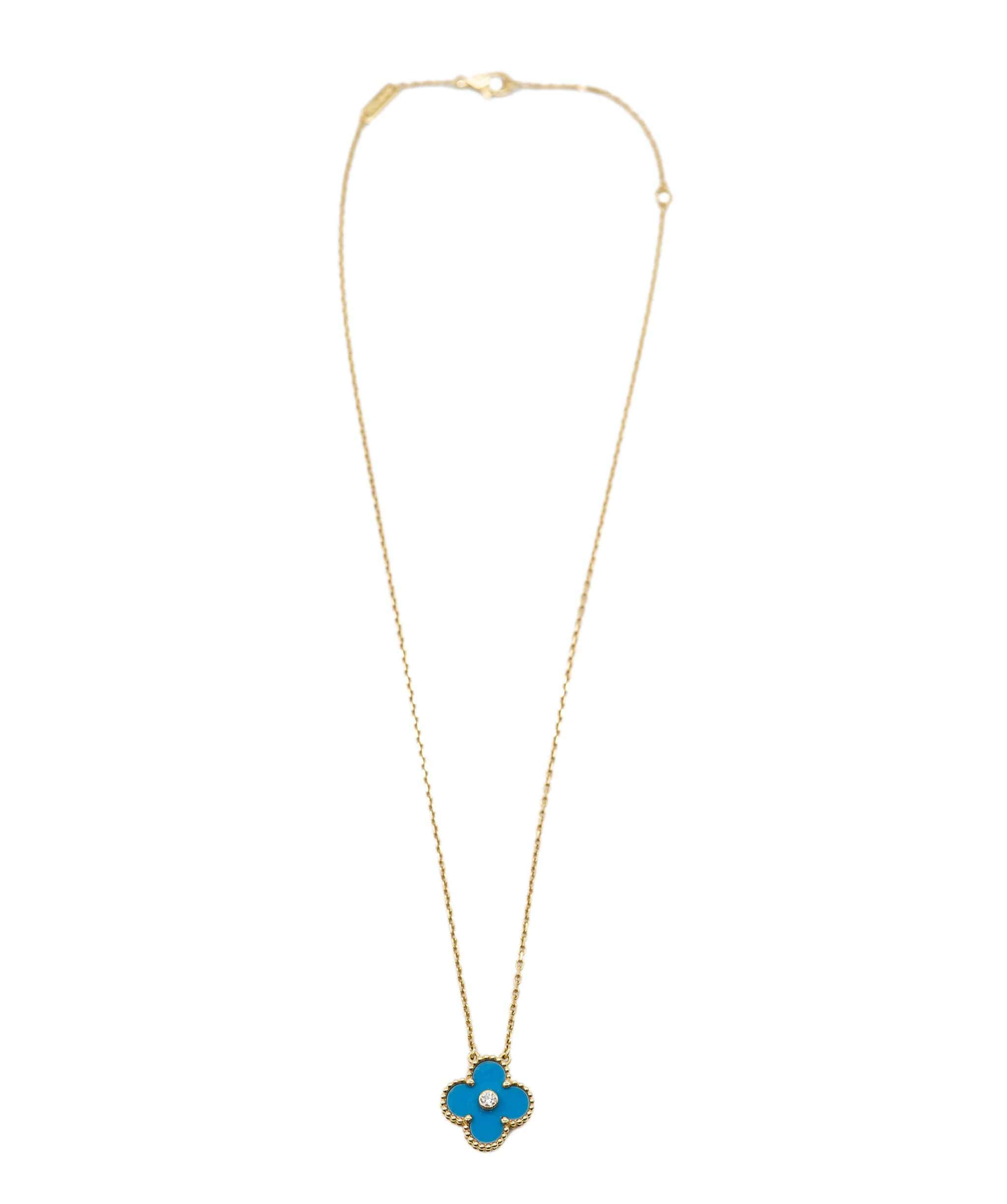 Van Cleef & Arpels Van Cleef Arpels Blue Porcelaine & Diamond 2019 Limited Edition Holiday Alhambra Pendant ALC2414