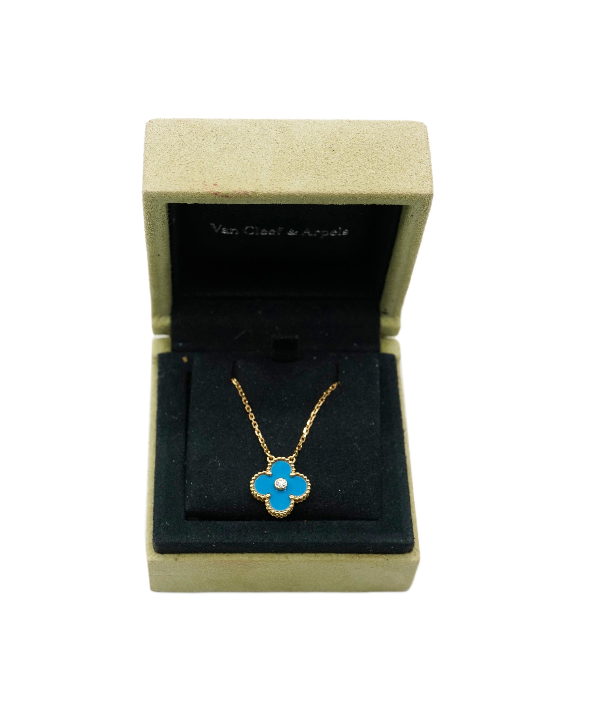Van Cleef & Arpels Van Cleef Arpels Blue Porcelaine & Diamond 2019 Limited Edition Holiday Alhambra Pendant ALC2414