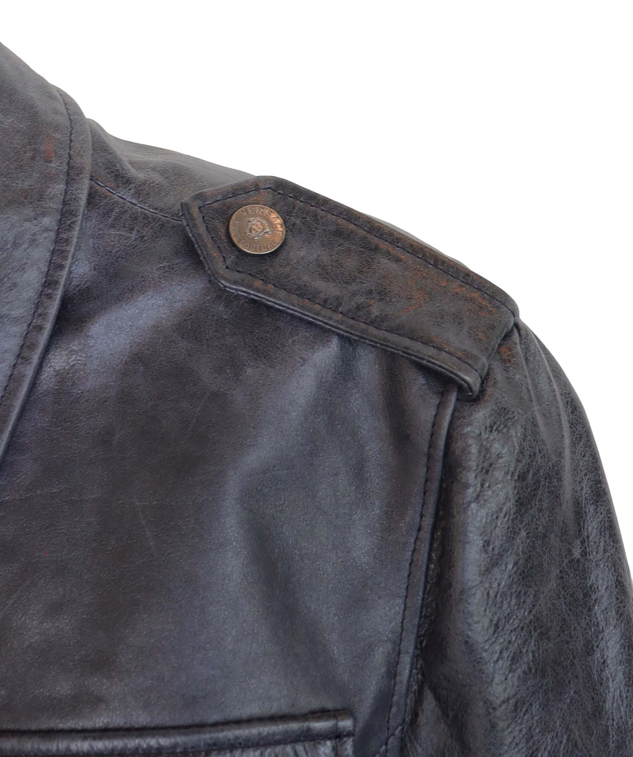 Versace Versace blue leather safari style jacket AGC2500