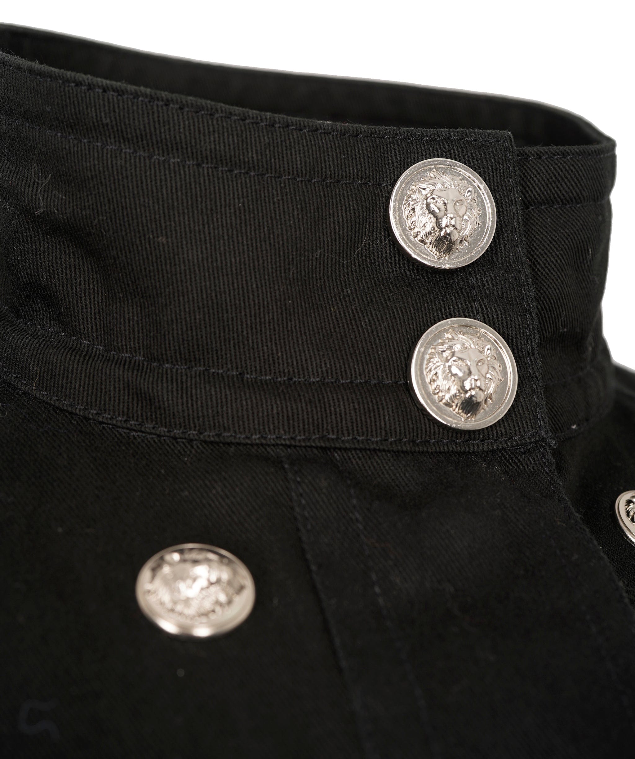 Versace Versus Versace Vintage Black Cotton Lion-Hed Embellished Belted Trench Coat ALC2016