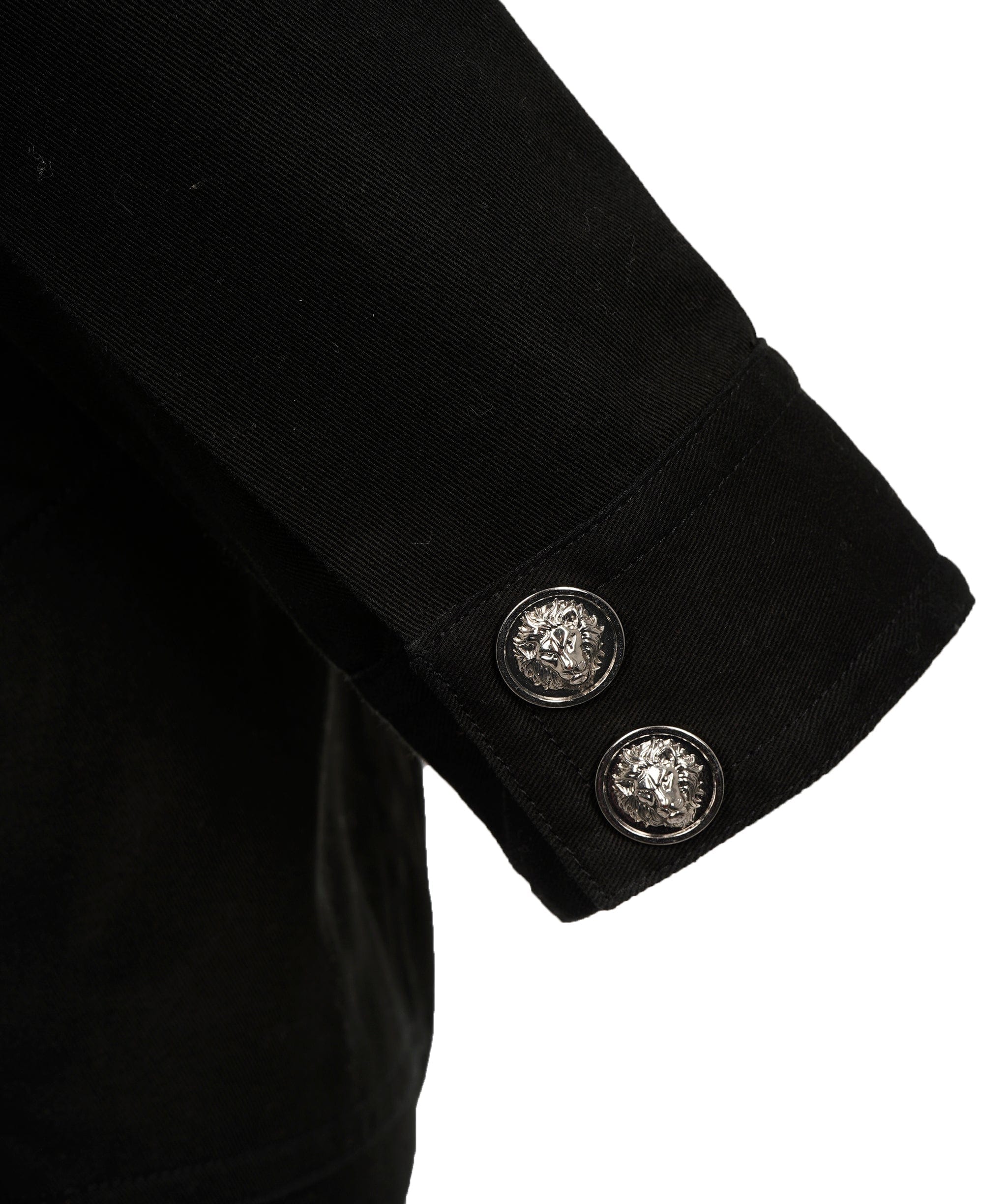 Versace Versus Versace Vintage Black Cotton Lion-Hed Embellished Belted Trench Coat ALC2016