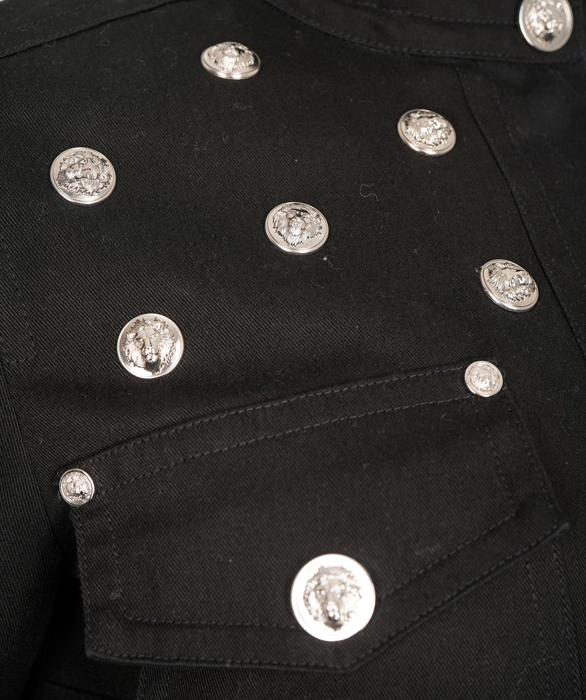 Versace Versus Versace Vintage Black Cotton Lion-Hed Embellished Belted Trench Coat ALC2016