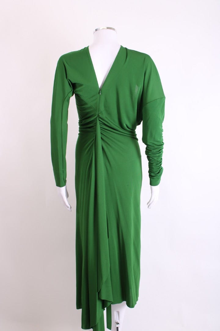 Victoria Beckham Victoria Beckham L/S Ruched Slashed Neck Dress Green S