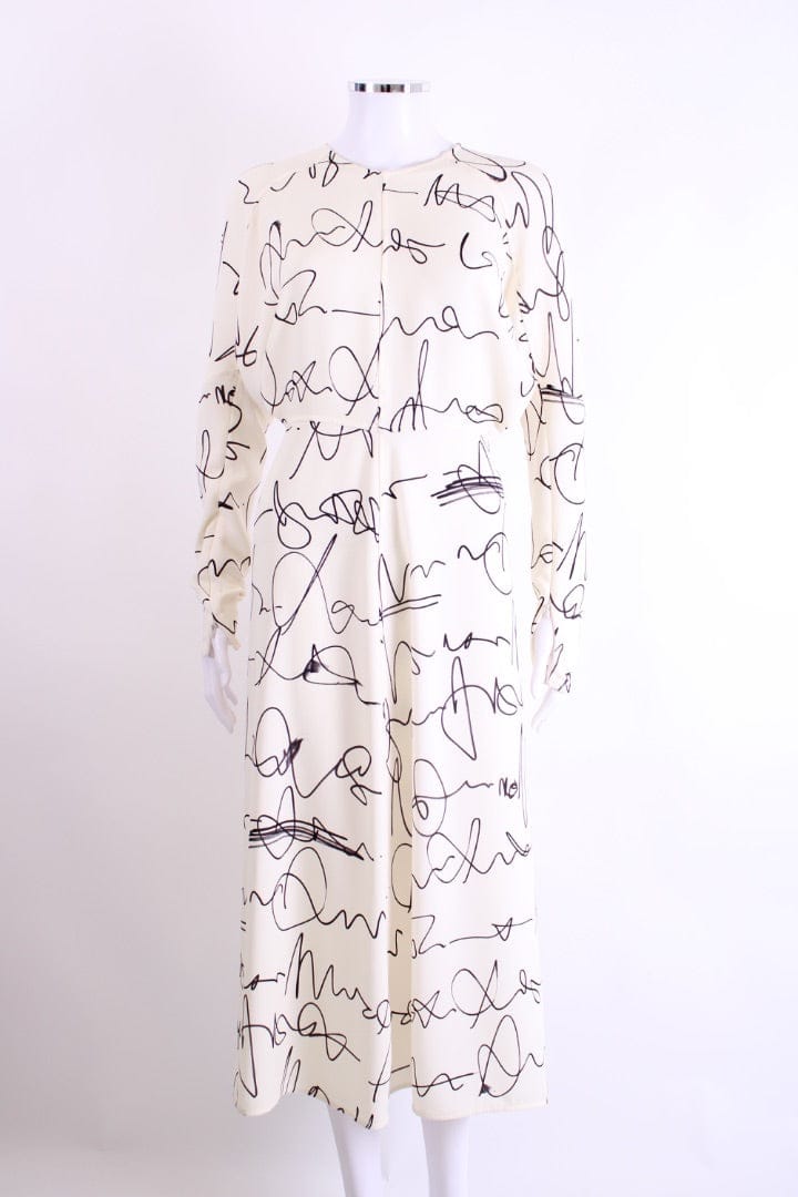 Victoria Beckham Victoria Beckham Scribble Print Crepe Dress White/ Black 10