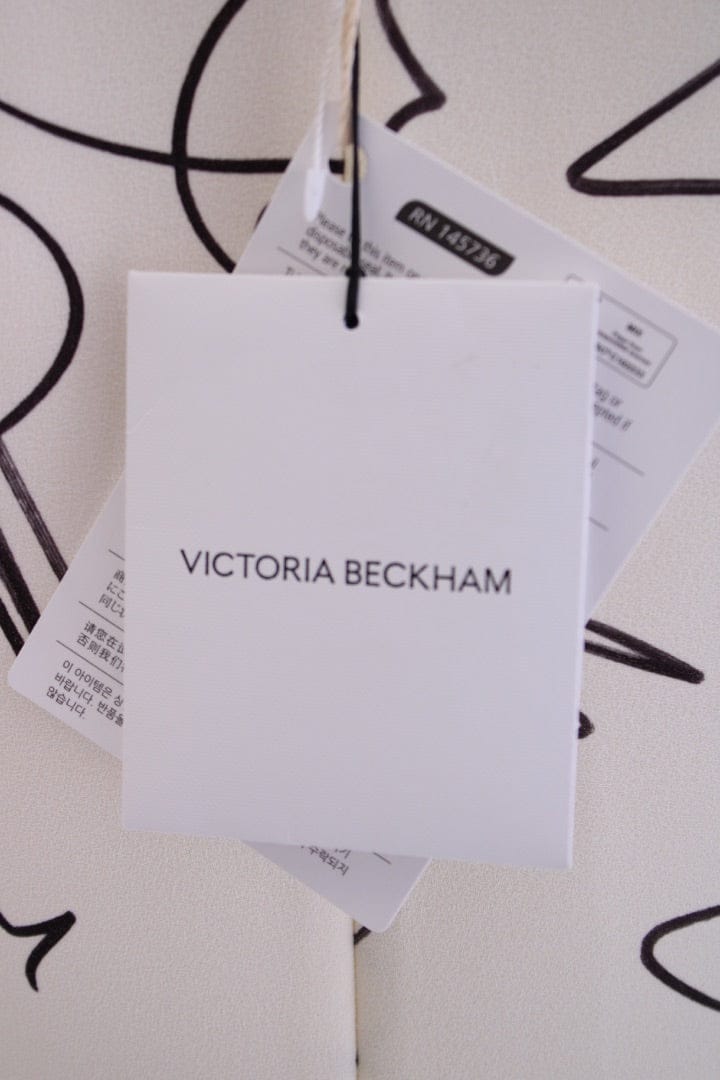 Victoria Beckham Victoria Beckham Scribble Print Crepe Dress White/ Black 10