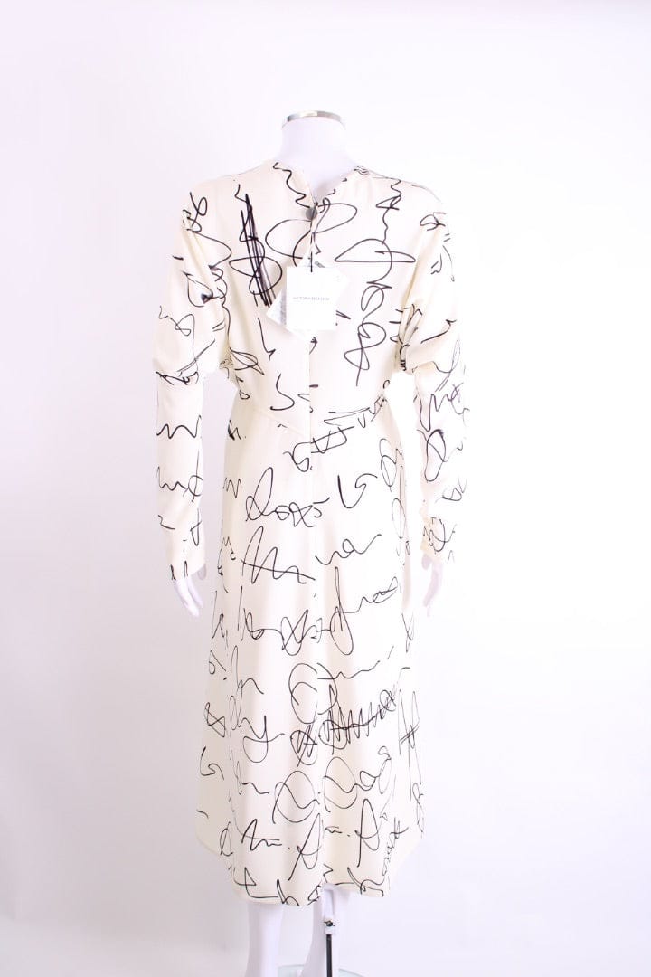 Victoria Beckham Victoria Beckham Scribble Print Crepe Dress White/ Black 10