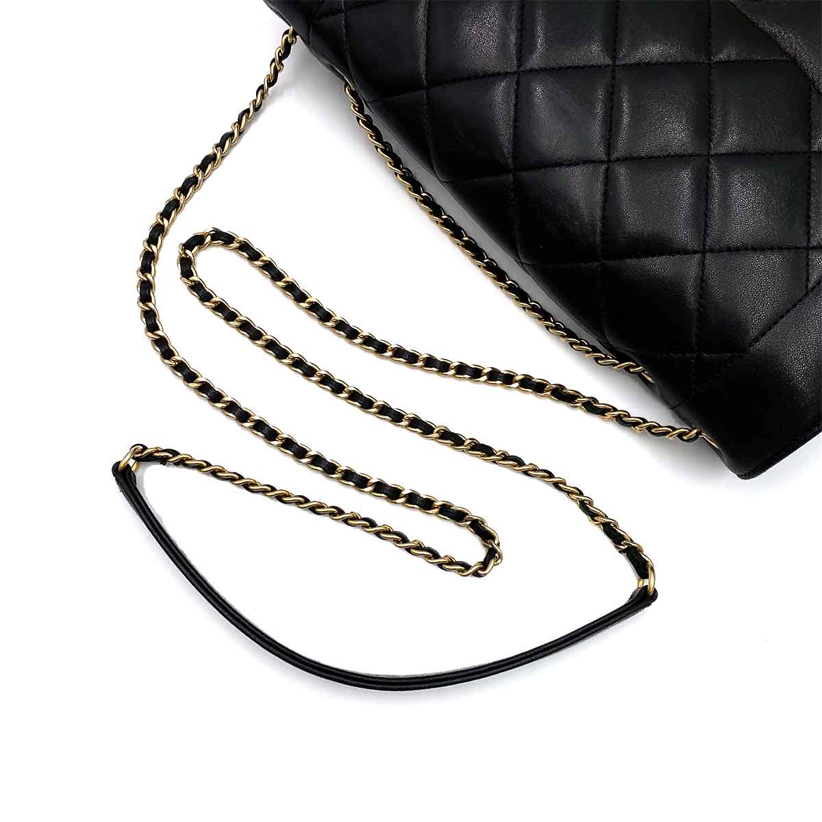 VINTAGE LOVER PURPOSE CHANEL DIANA NEW MODEL MEDIUM CHAIN SHOULDER BAG BLACK LAMB SKIN 90225678