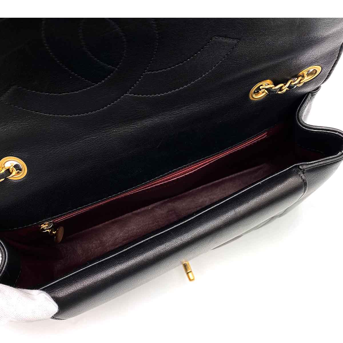 VINTAGE LOVER PURPOSE CHANEL DIANA NEW MODEL MEDIUM CHAIN SHOULDER BAG BLACK LAMB SKIN 90225678