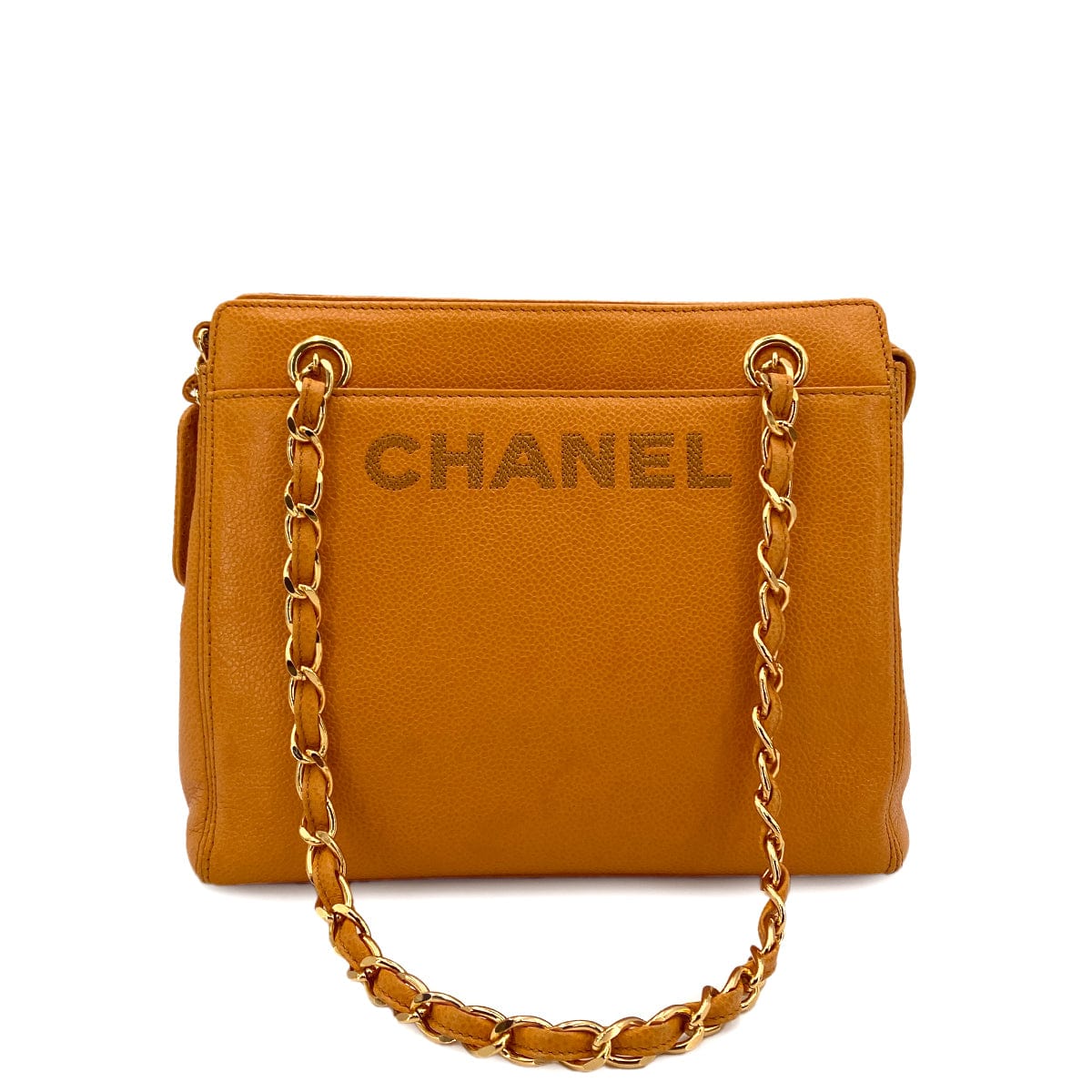 VINTAGE LOVER PURPOSE CHANEL VINTAGE CHAIN TOTE BAG ORANGE CAVIAR SKIN 90249812