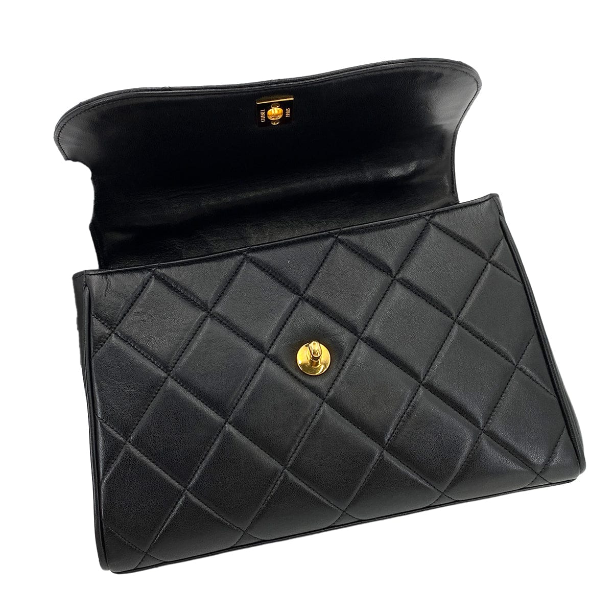 VINTAGE LOVER PURPOSE CHANEL VINTAGE MATELASSE CHAIN HAND BAG BLACK LAMB SKIN 90247999