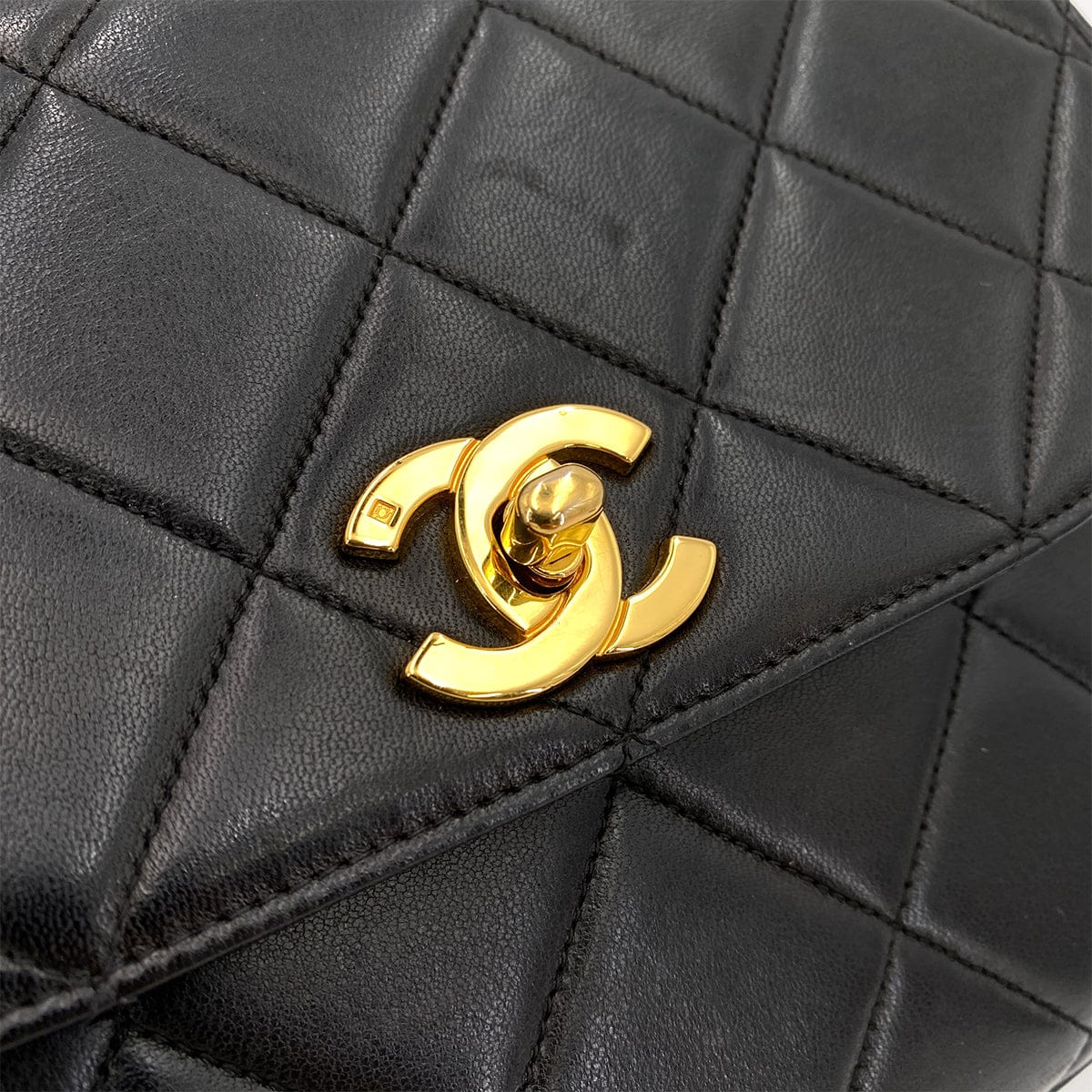 VINTAGE LOVER PURPOSE CHANEL VINTAGE MATELASSE CHAIN HAND BAG BLACK LAMB SKIN 90247999