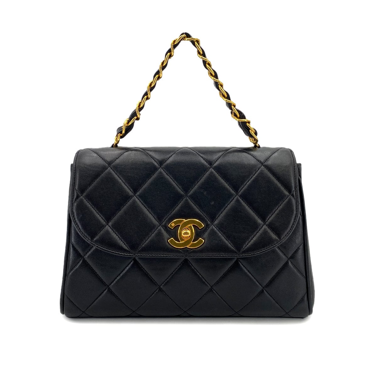 VINTAGE LOVER PURPOSE CHANEL VINTAGE MATELASSE CHAIN HAND BAG BLACK LAMB SKIN 90247999