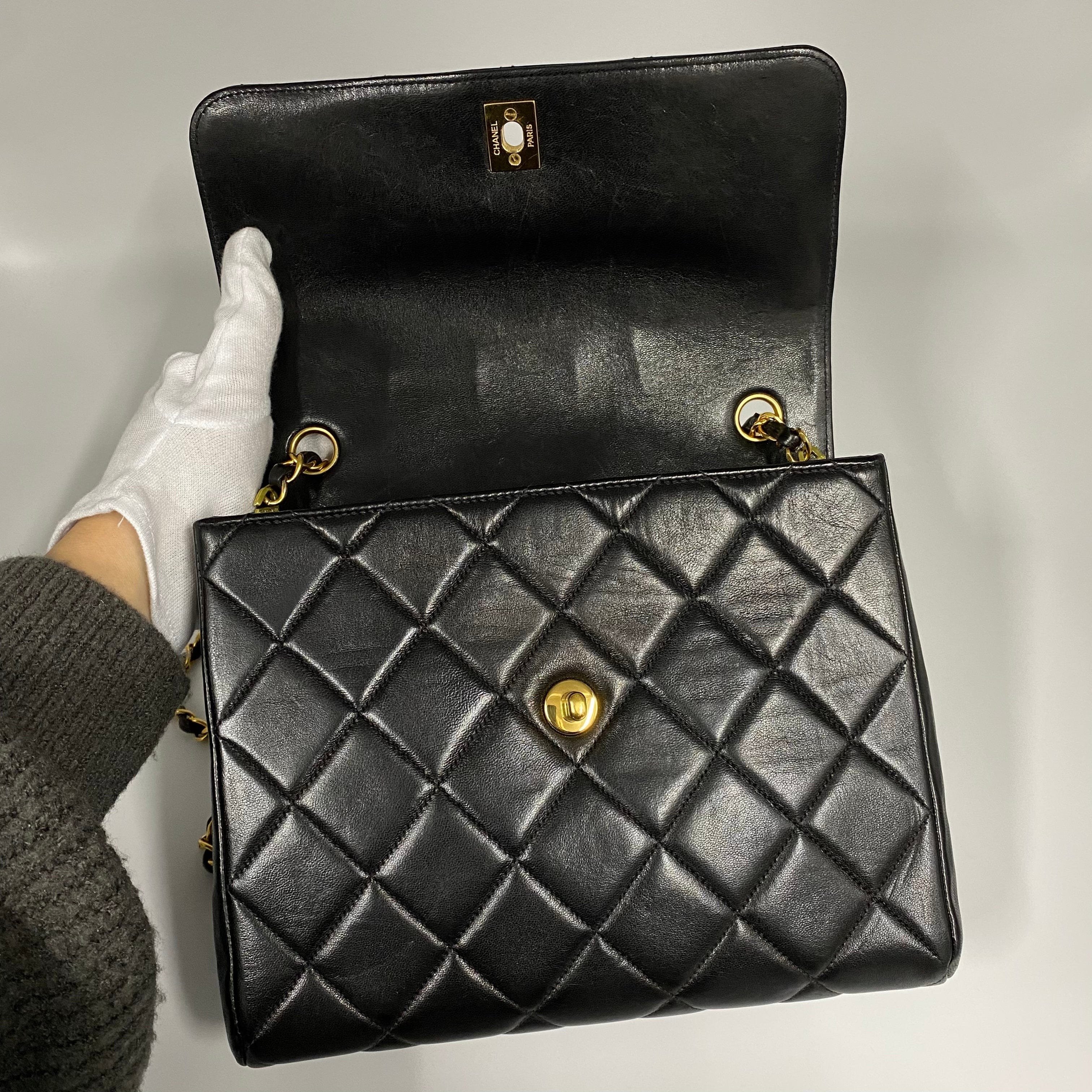 VINTAGE LOVER PURPOSE CHANEL VINTAGE MATELASSE CHAIN SHOULDER BAG BLACK LAMB SKIN 90215296