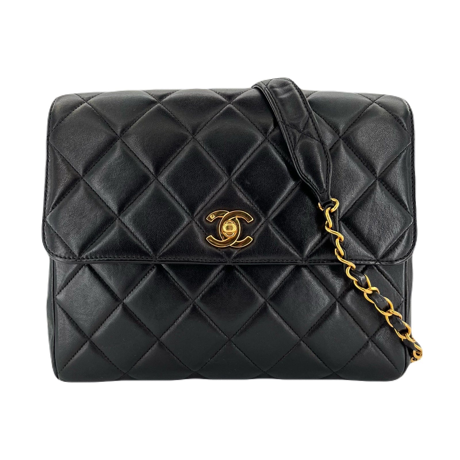 VINTAGE LOVER PURPOSE CHANEL VINTAGE MATELASSE CHAIN SHOULDER BAG BLACK LAMB SKIN 90215296