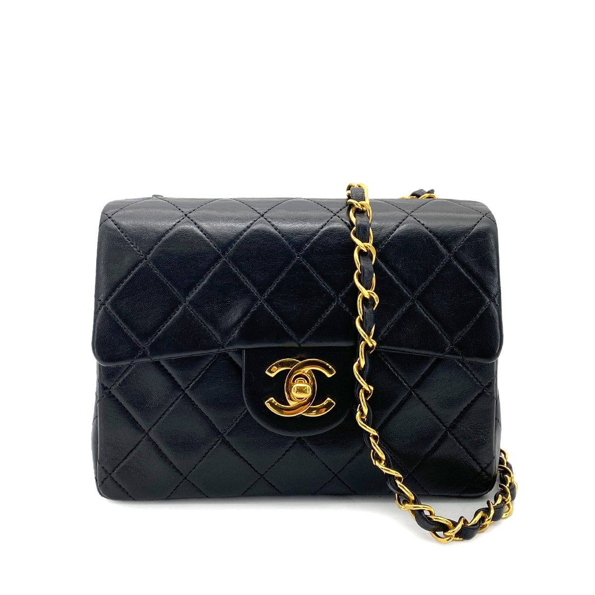 VINTAGE LOVER PURPOSE CHANEL VINTAGE MINI SQUARE 17 CHAIN SHOULDER BAG BLACK LAMB SKIN 90255867