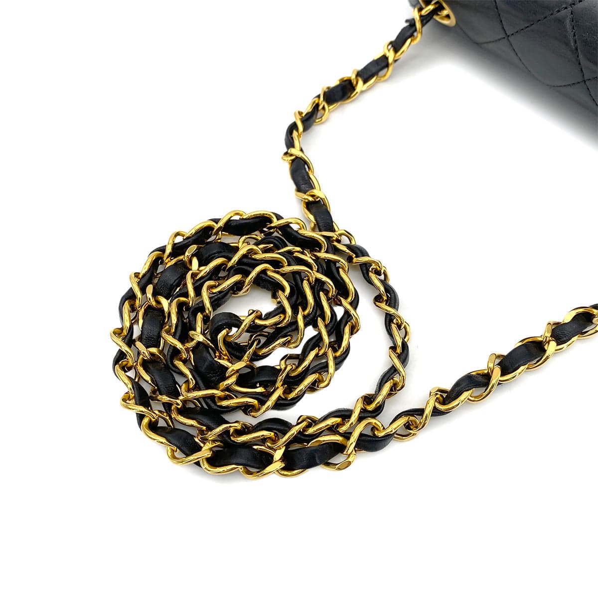 VINTAGE LOVER PURPOSE CHANEL VINTAGE MINI SQUARE 17 CHAIN SHOULDER BAG BLACK LAMB SKIN 90255867