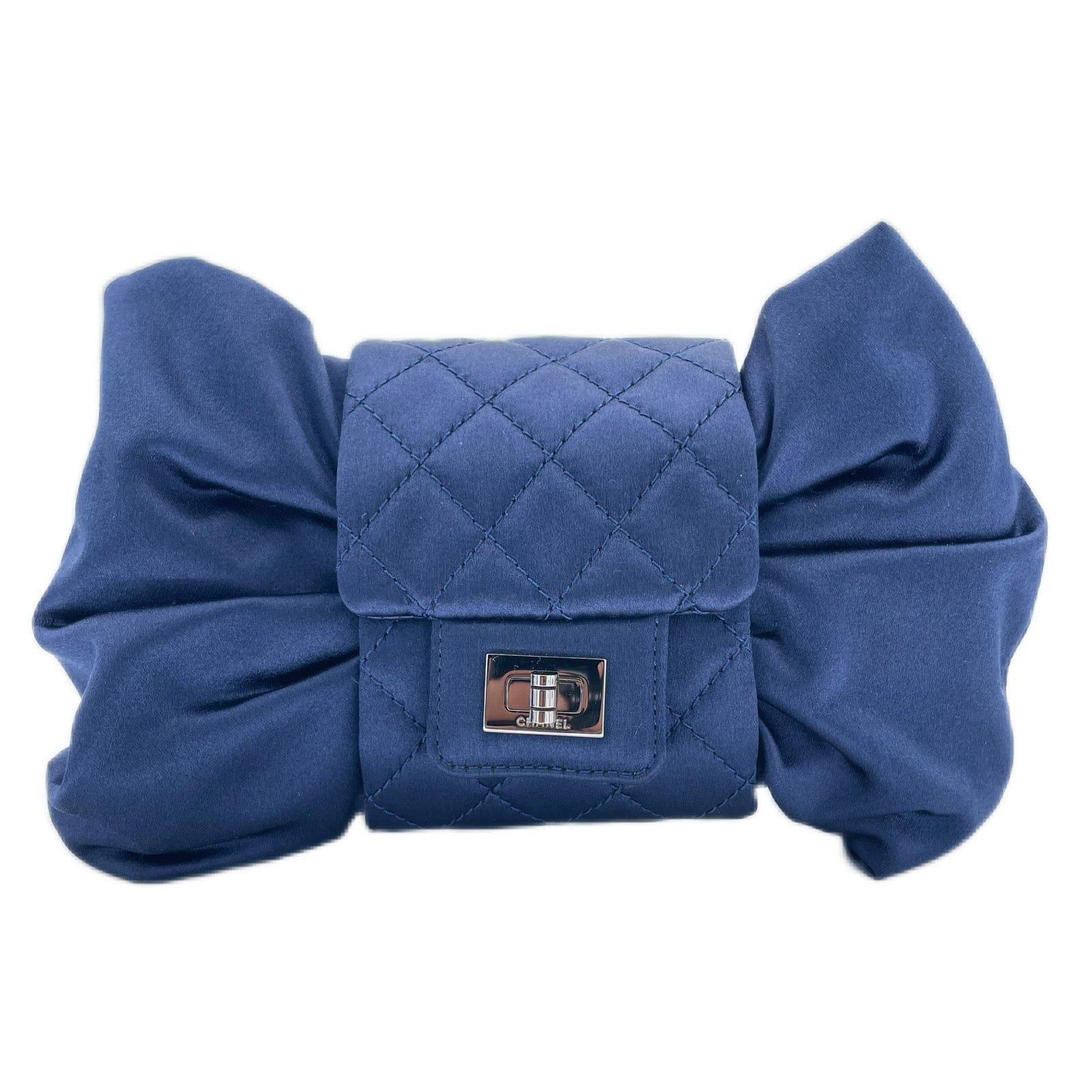 VINTAGE LOVER PURPOSE CHANEL VINTAGE RIBBON CHAIN SHOULDER BAG NAVY SATIN 90197085