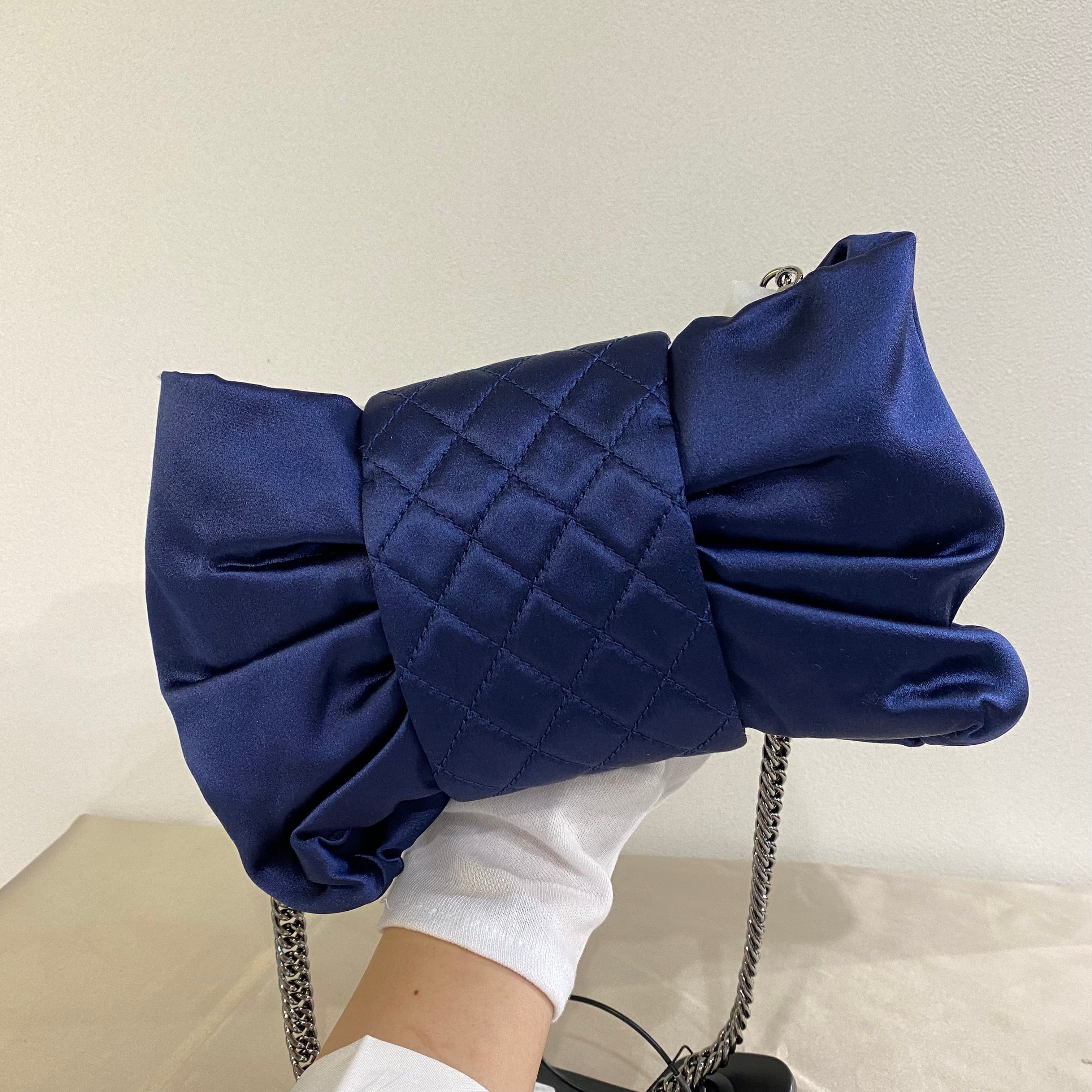 VINTAGE LOVER PURPOSE CHANEL VINTAGE RIBBON CHAIN SHOULDER BAG NAVY SATIN 90197085