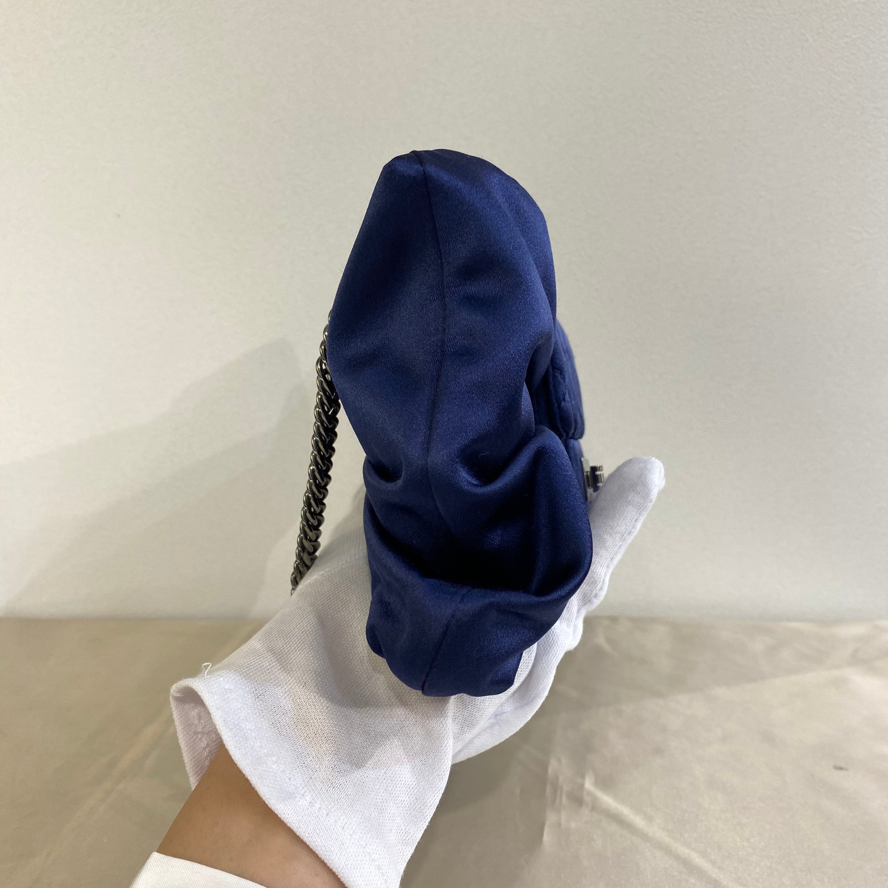 VINTAGE LOVER PURPOSE CHANEL VINTAGE RIBBON CHAIN SHOULDER BAG NAVY SATIN 90197085