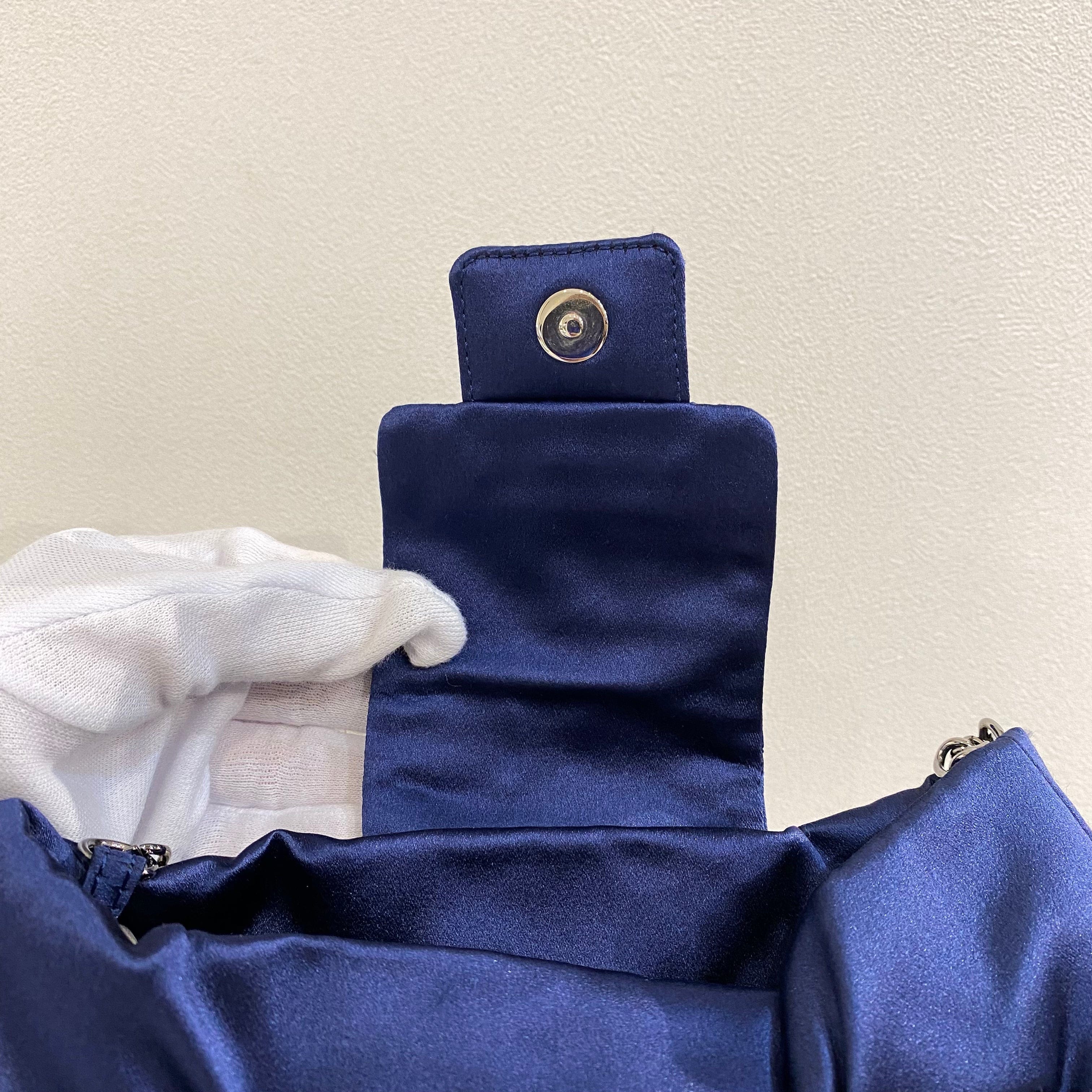 VINTAGE LOVER PURPOSE CHANEL VINTAGE RIBBON CHAIN SHOULDER BAG NAVY SATIN 90197085