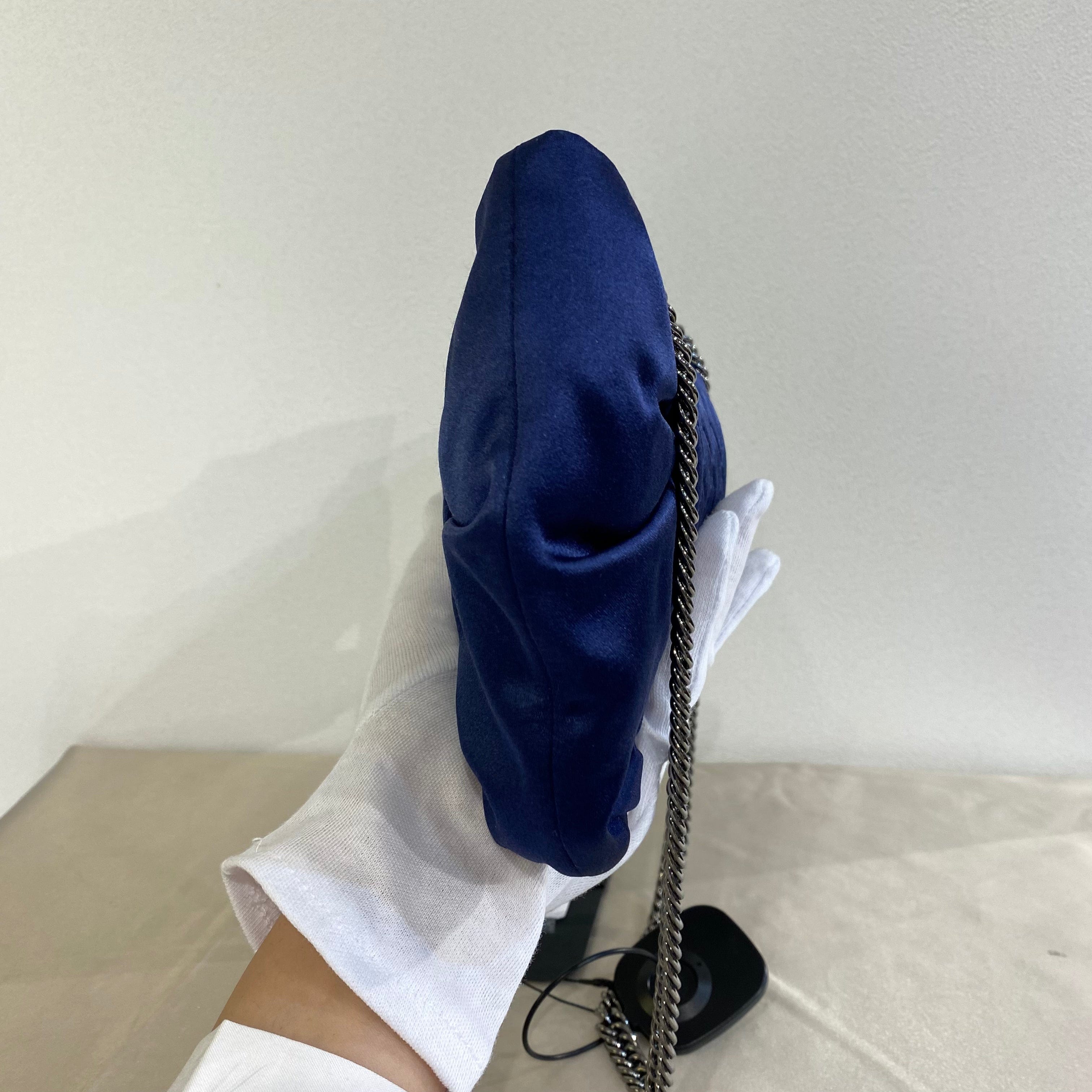 VINTAGE LOVER PURPOSE CHANEL VINTAGE RIBBON CHAIN SHOULDER BAG NAVY SATIN 90197085