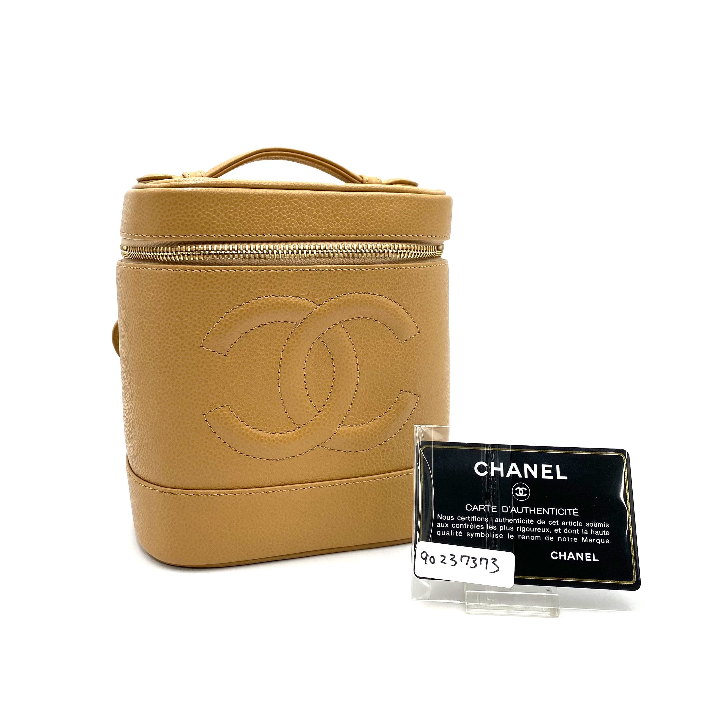 VINTAGE LOVER PURPOSE CHANEL VINTAGE VANITY HAND BAG BEIGE CAVIAR SKIN 90237373