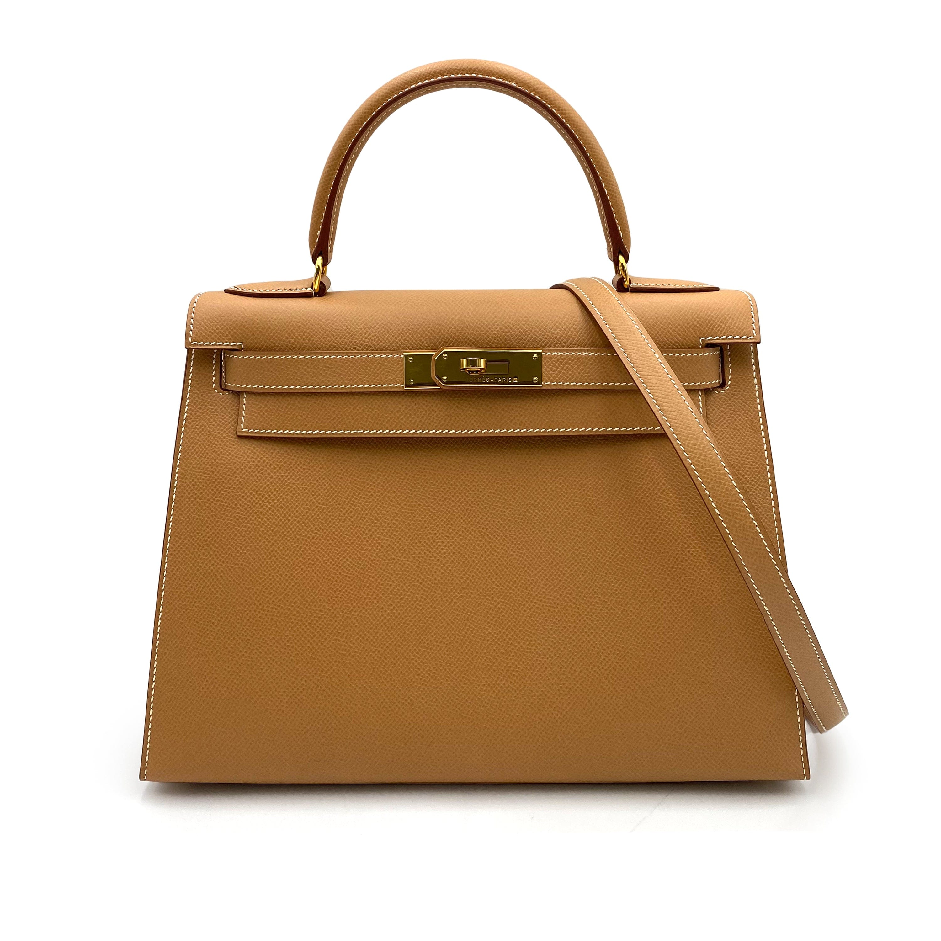 VINTAGE LOVER PURPOSE HERMES KELLY 28 SELLIER NATURAL COUCHEVEL HAND SHOULDER BAG □B 90236739