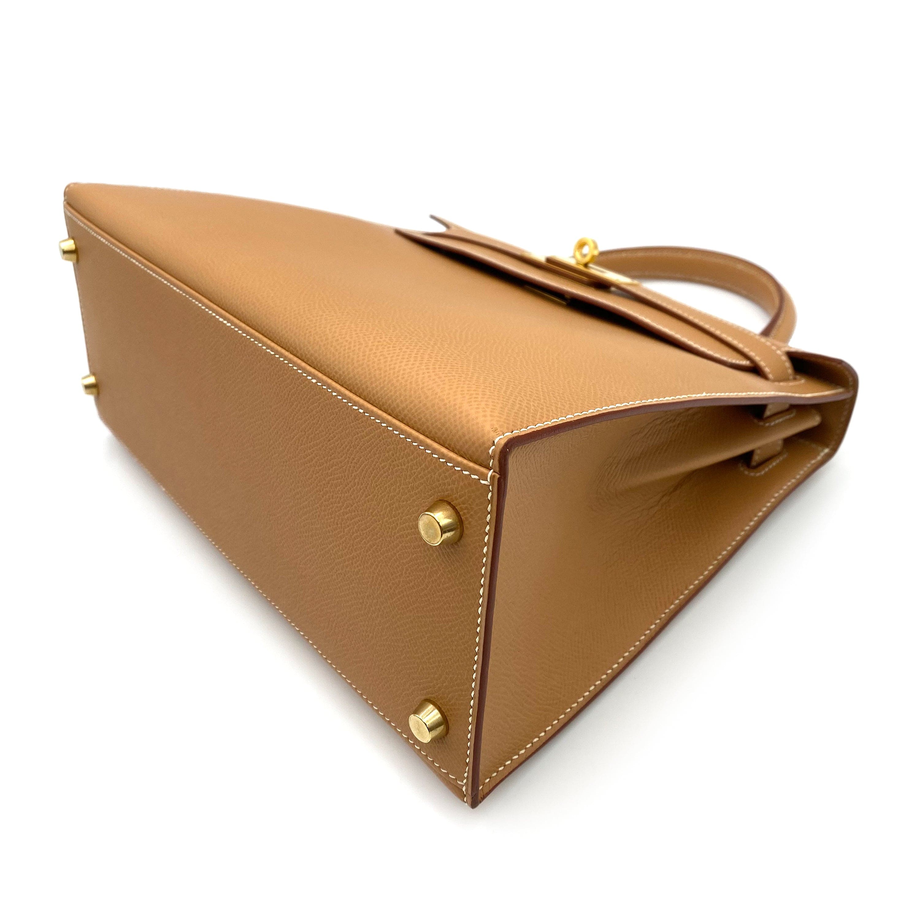 VINTAGE LOVER PURPOSE HERMES KELLY 28 SELLIER NATURAL COUCHEVEL HAND SHOULDER BAG □B 90236739