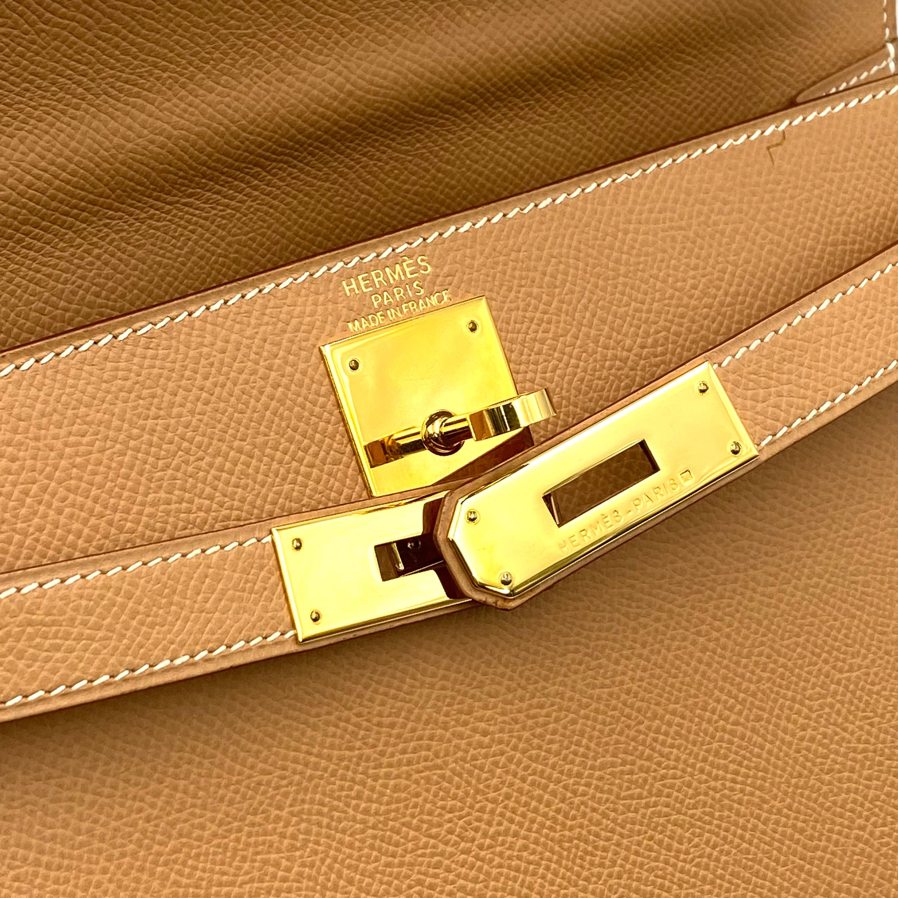 VINTAGE LOVER PURPOSE HERMES KELLY 28 SELLIER NATURAL COUCHEVEL HAND SHOULDER BAG □B 90236739