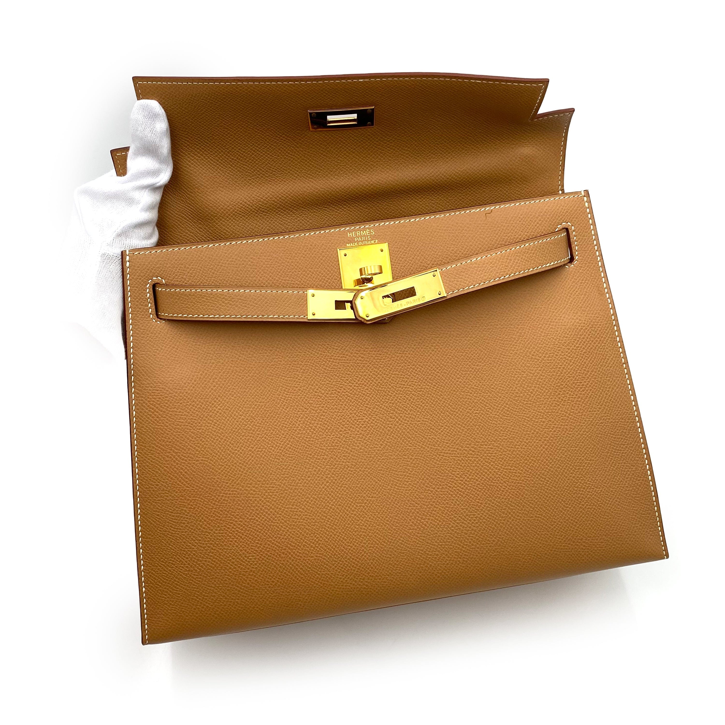 VINTAGE LOVER PURPOSE HERMES KELLY 28 SELLIER NATURAL COUCHEVEL HAND SHOULDER BAG □B 90236739