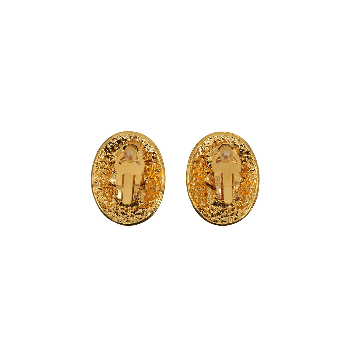 VINTAGE CHANEL EARRINGS OVAL COCOMARK GOLD ACCESSORY 94P 90313304