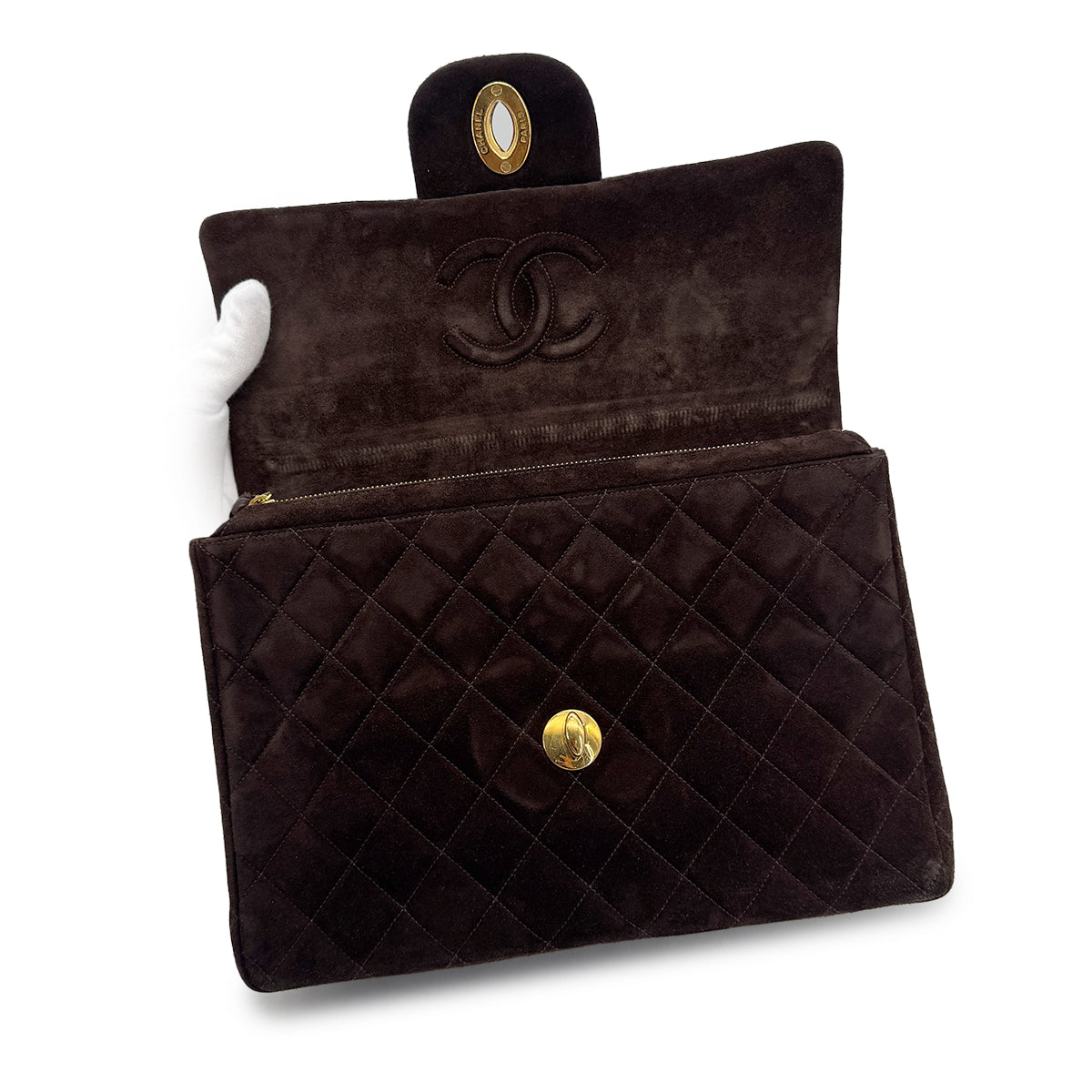VINTAGE CHANEL MATELASSE CHAIN BACKPACK BROWN SUEDE GOLD HARDWARE 90312674