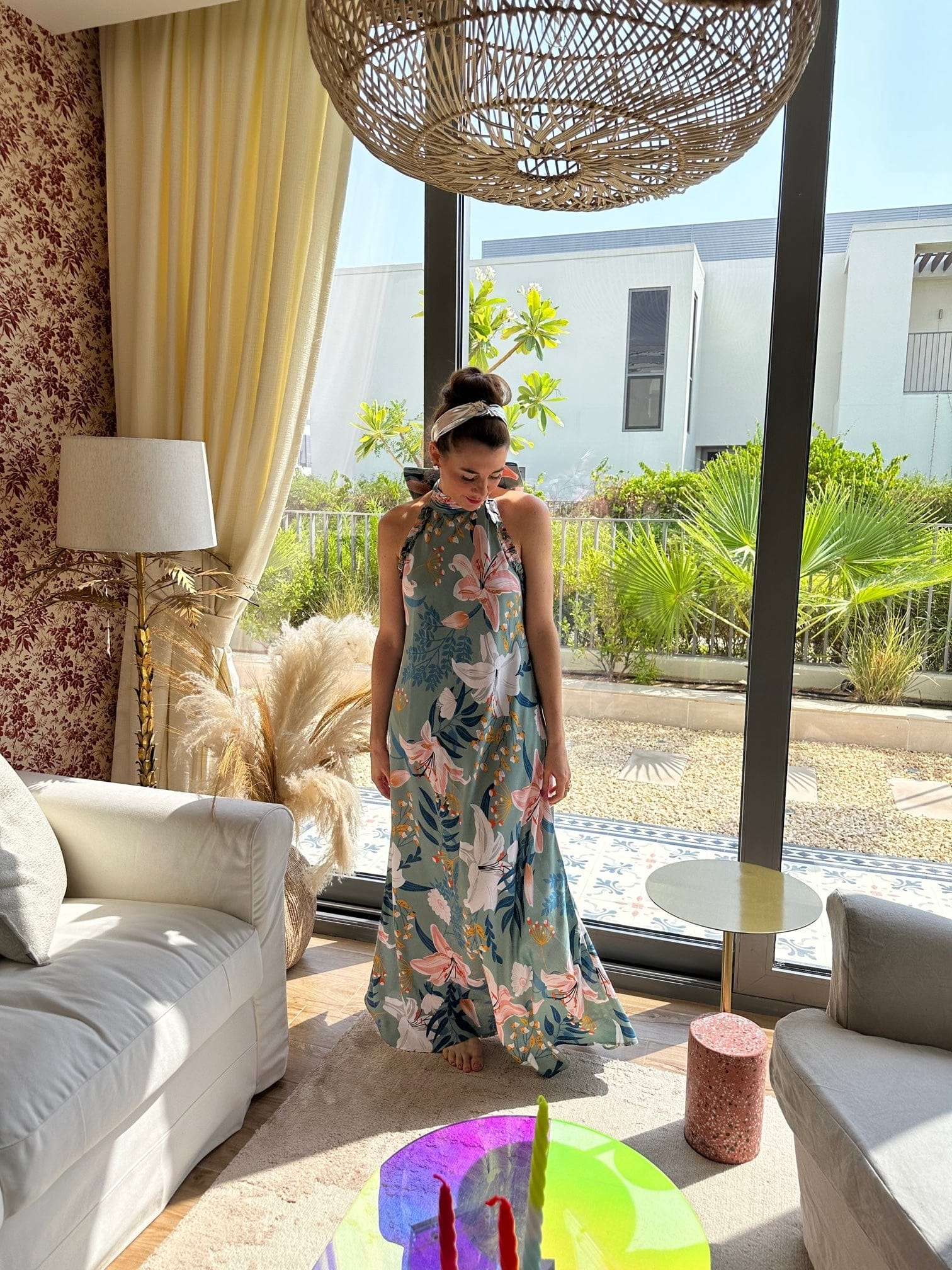 White Hello Haifa Printed Floral Dress | فستان نسائي Haifa