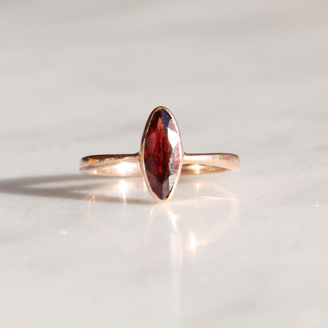 Willow Fine Jewellery 9ct Gold Marquise Cut Garnet Ring