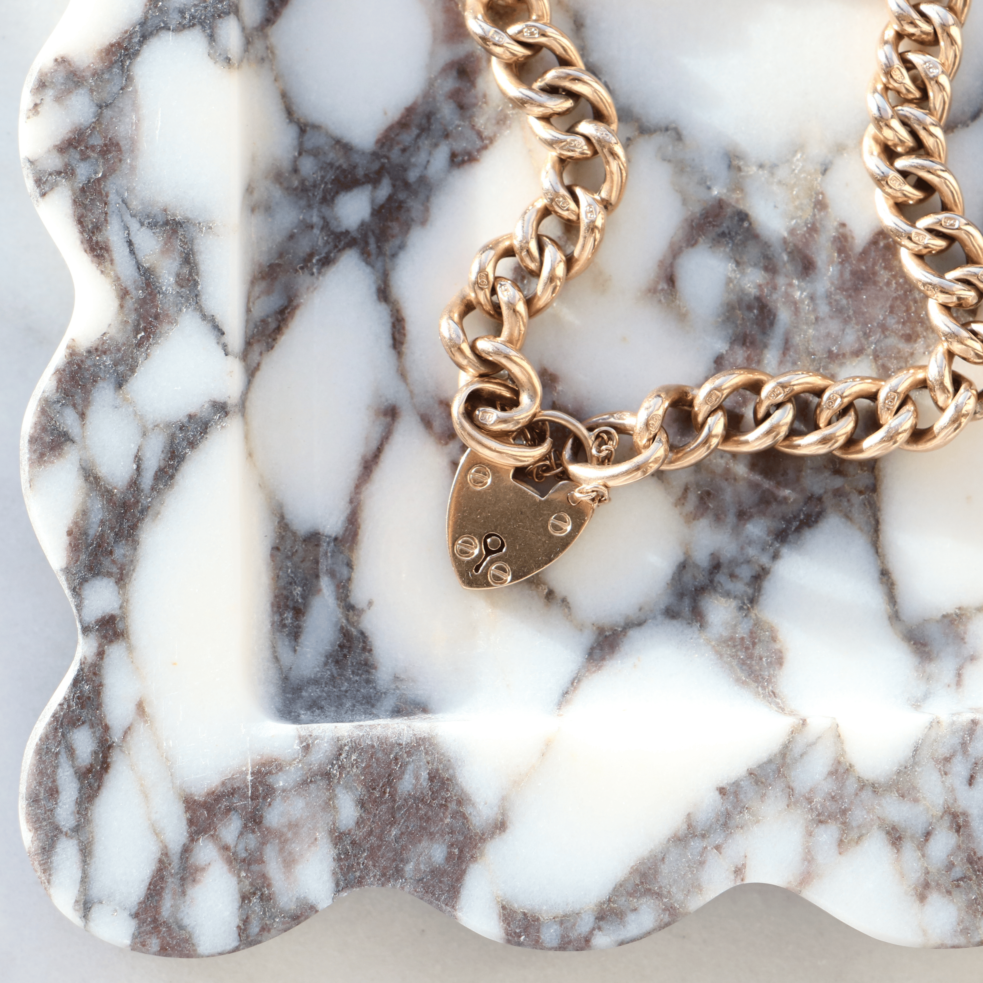 Willow Fine Jewellery 9ct Rose Gold Vintage Albert Bracelet with Padlock