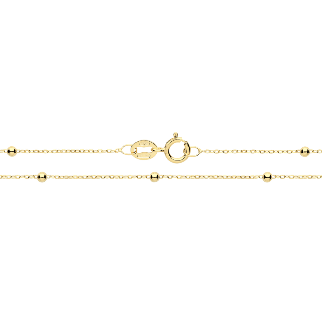 Willow Fine Jewellery 9ct Gold Trace & Bead Chain bracelet