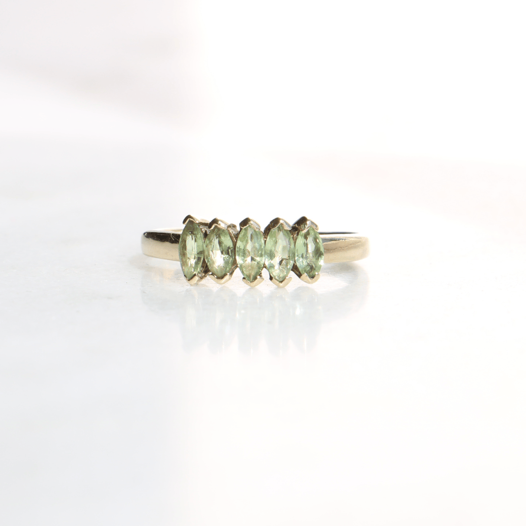 Willow Fine Jewellery 9ct Gold 5 Stone Marquise Peridot Ring