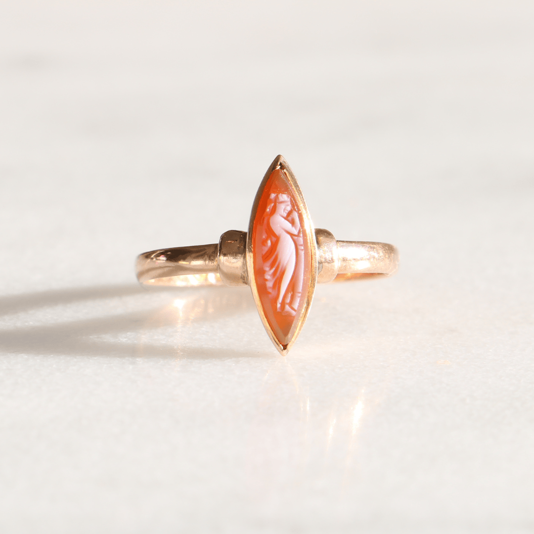 Willow Fine Jewellery 9ct Gold Marquise Antique Cameo Ring
