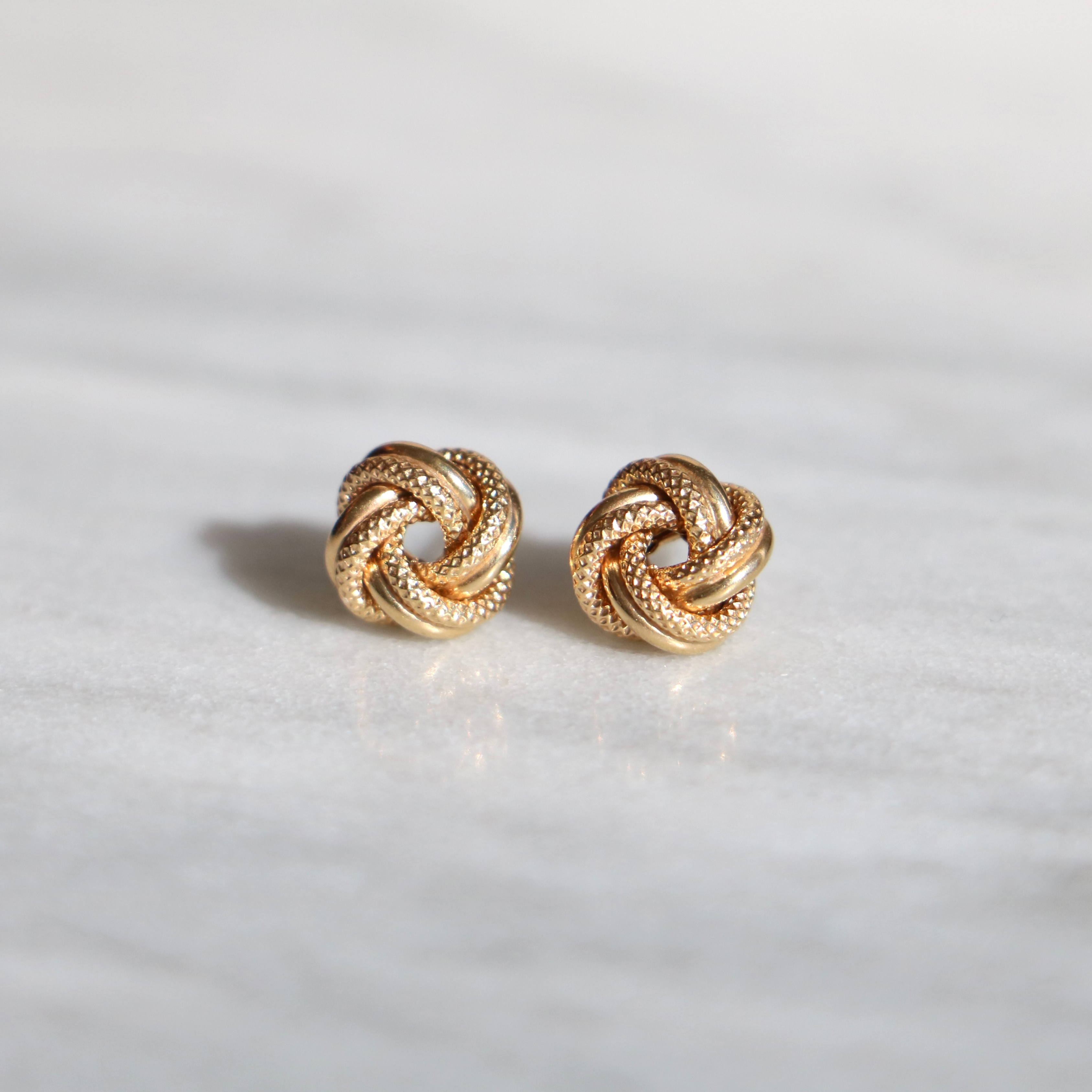 Willow Fine Jewellery 9ct Gold Vintage Mini Knot Earrings