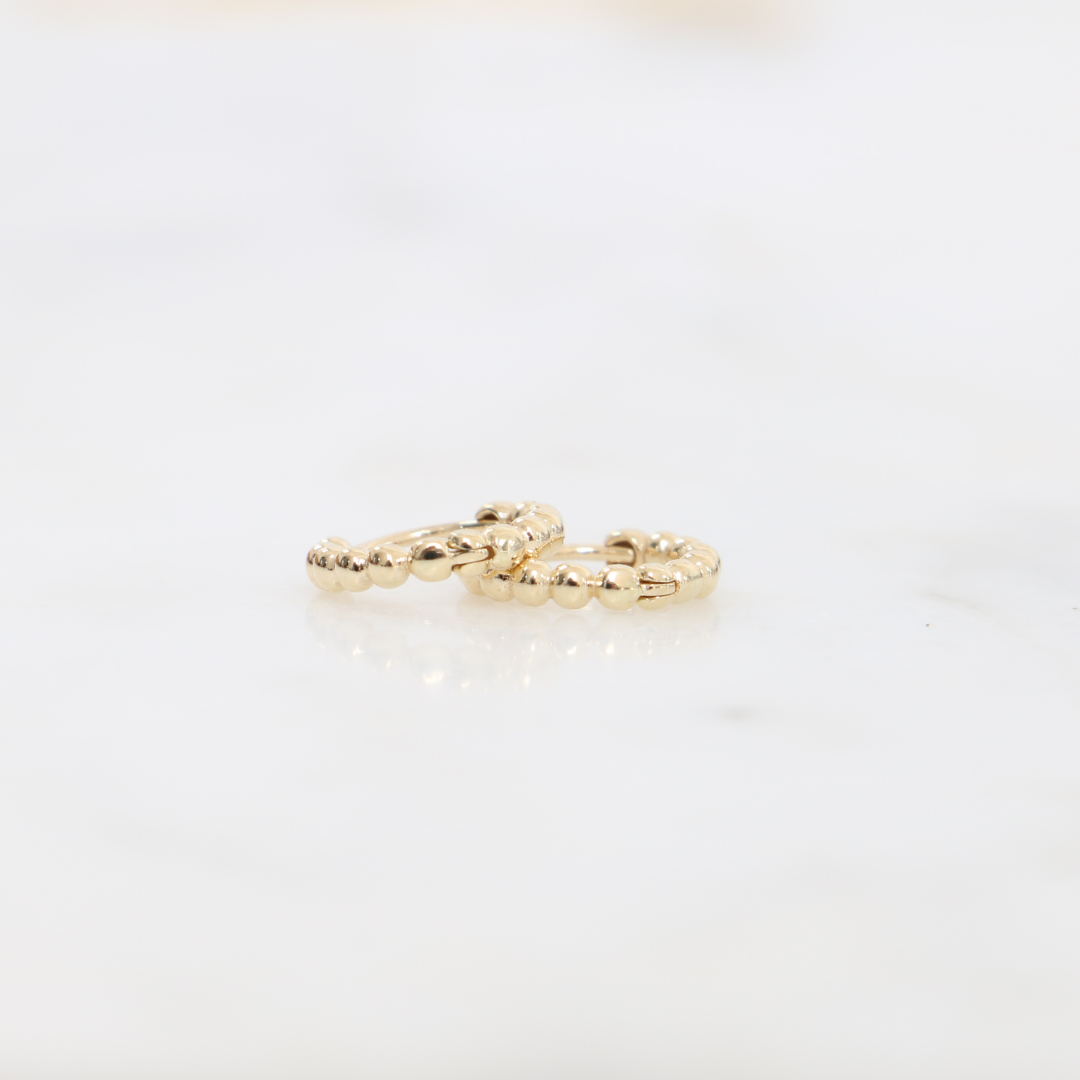 WillowFineJewellery 9ct Gold Bobble Hinged Huggies Earrings