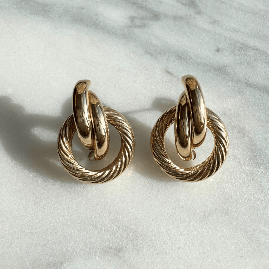 WillowFineJewellery 9ct Gold Vintage Chunky Loup Earrings