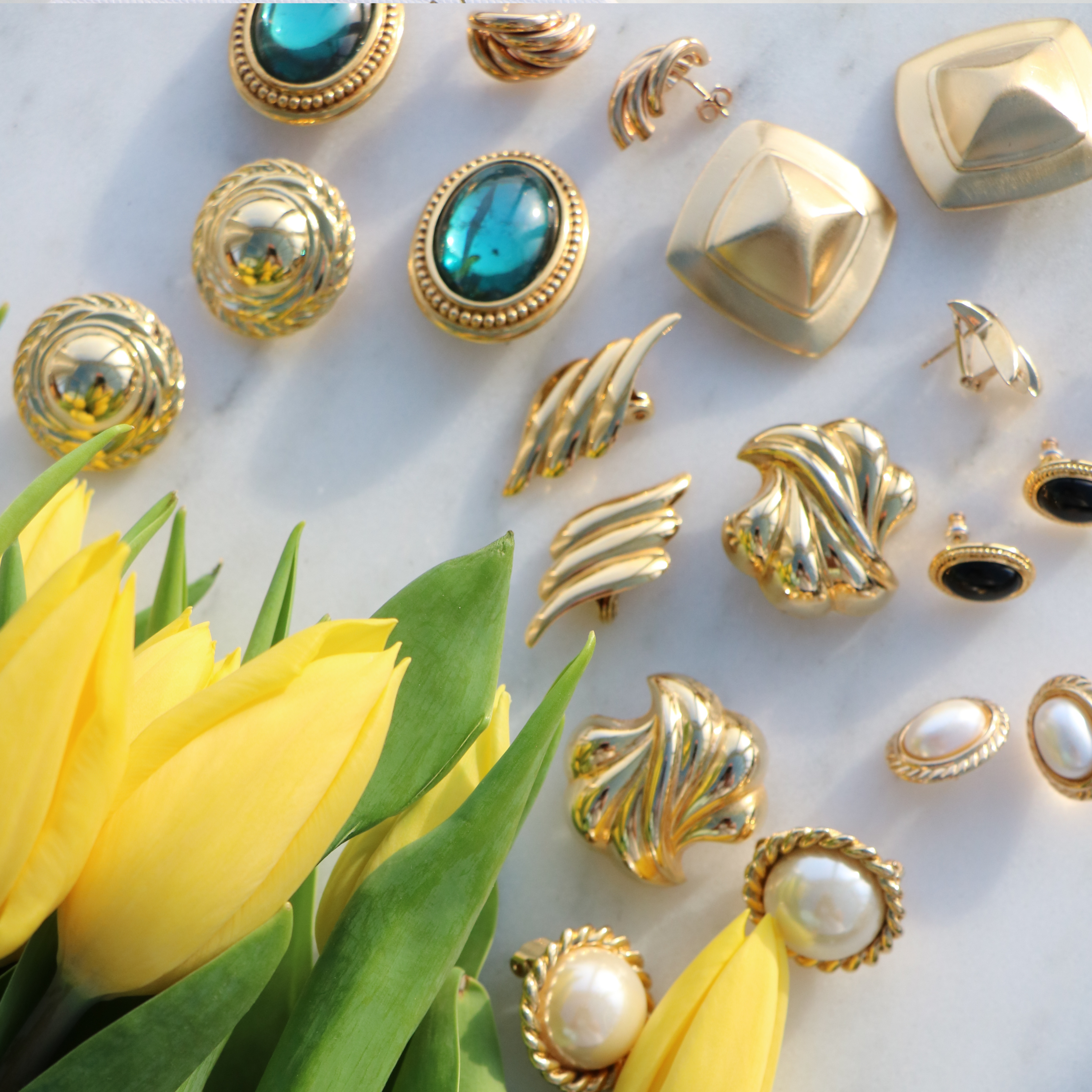 WillowFineJewellery YSL Vintage Gold and Green Vintage Earrings